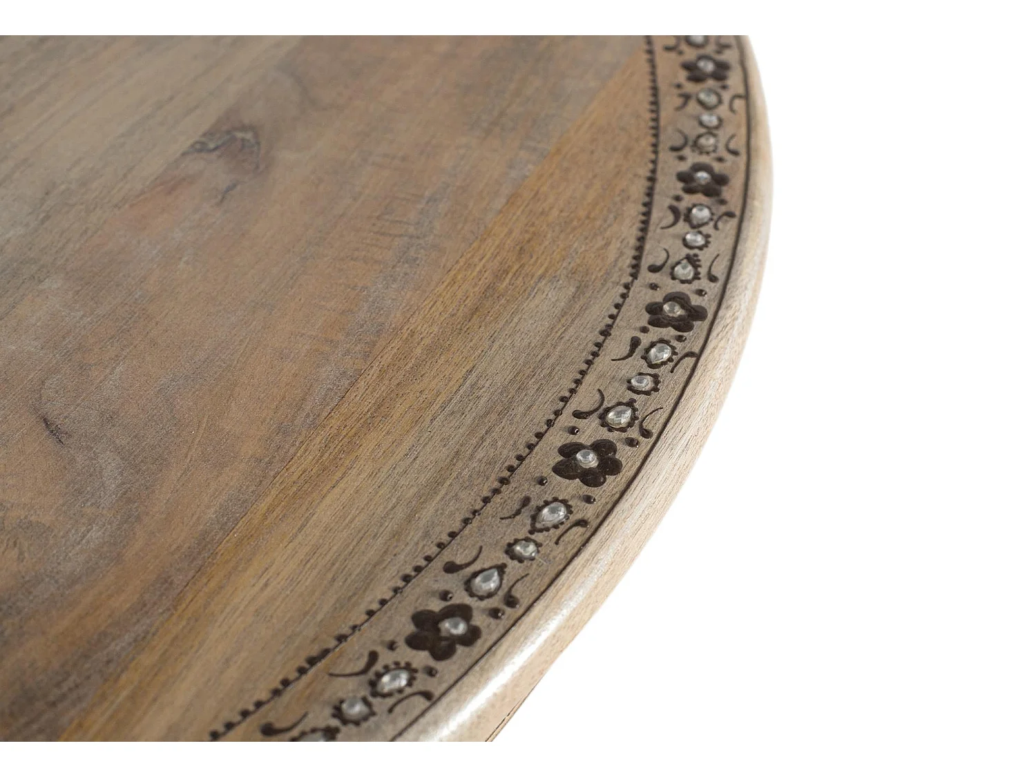 Table à manger ronde en manguier massif, diamètre 80 cm