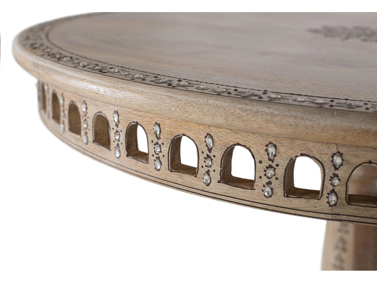 Table à manger ronde en manguier massif, diamètre 80 cm