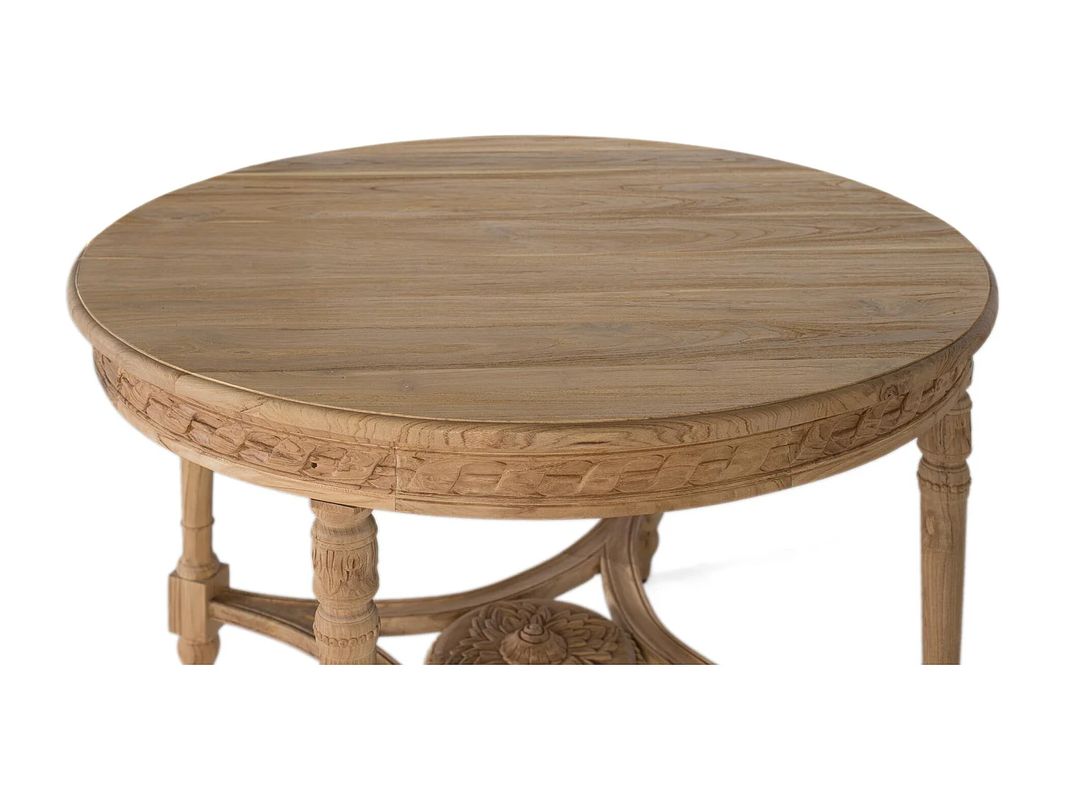 Table de salle à manger ronde en teck massif