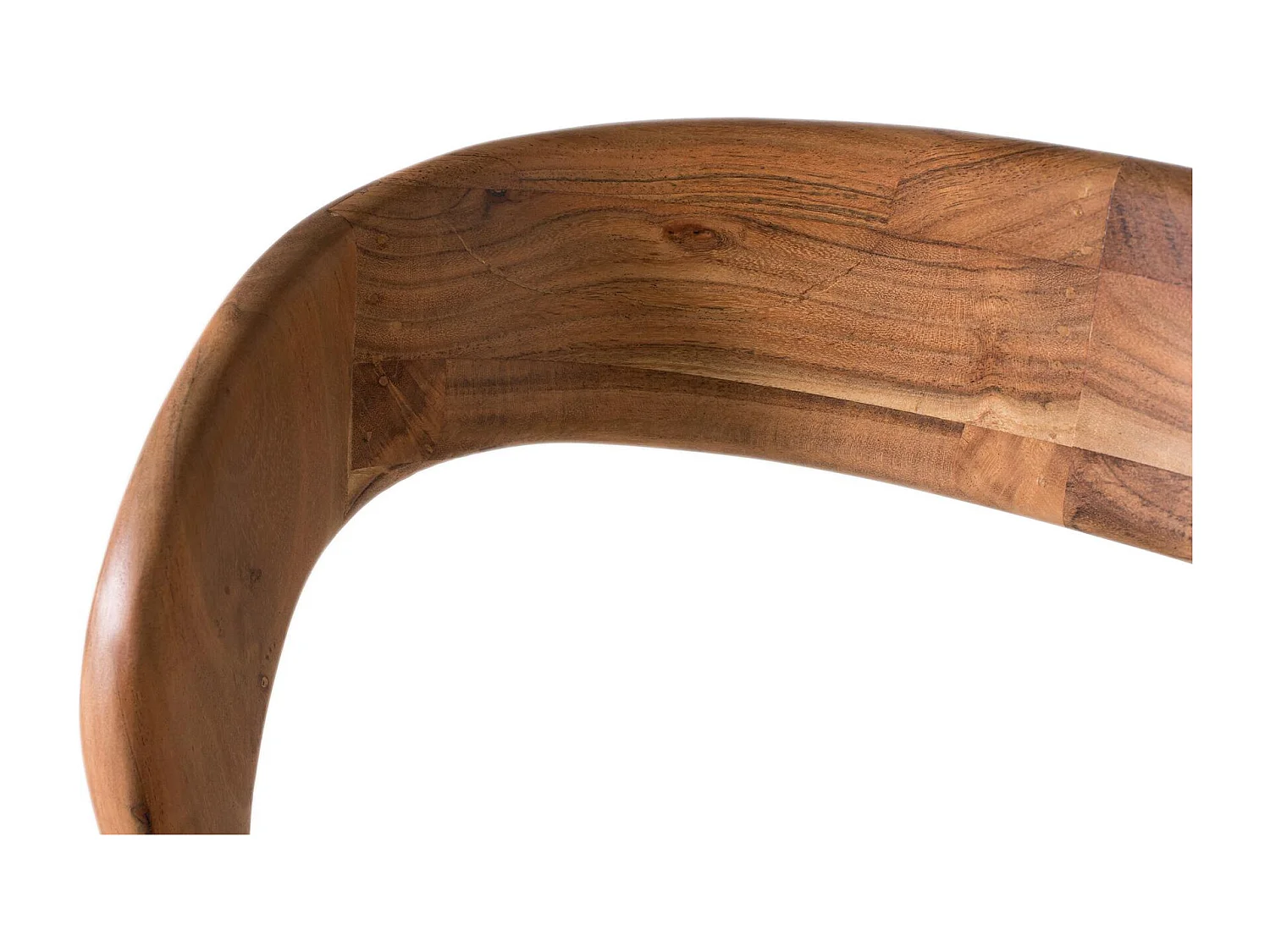 Tabouret en bois d'acacia massif avec dossier incurvé