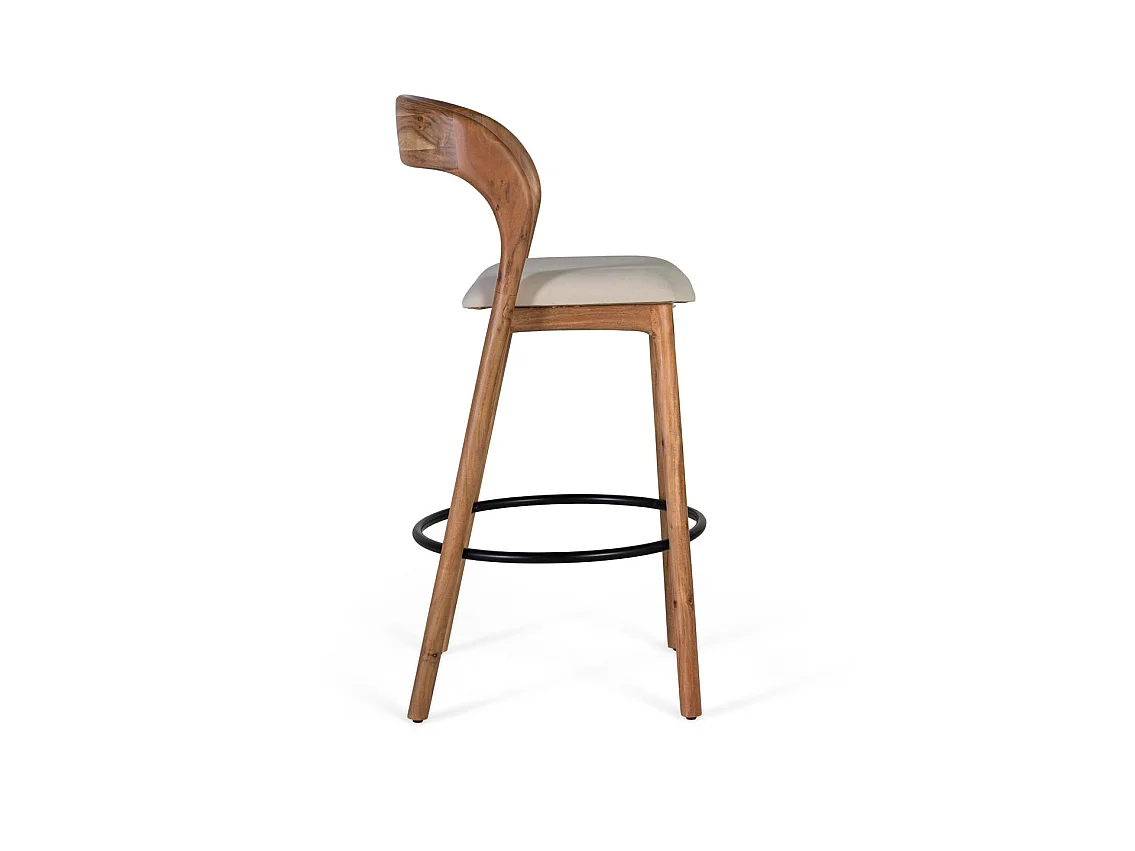 Tabouret en bois d'acacia 45 cm, style contemporain - 109 x 53 x 53 cm