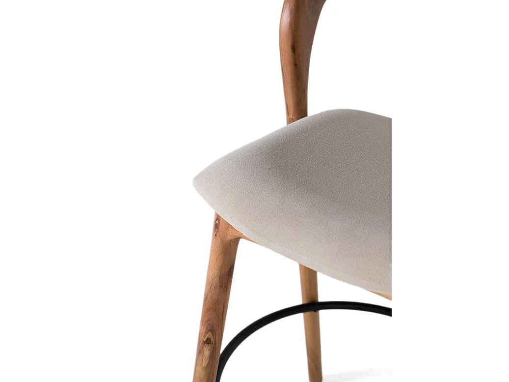 Tabouret en bois d'acacia 45 cm, style contemporain - 109 x 53 x 53 cm