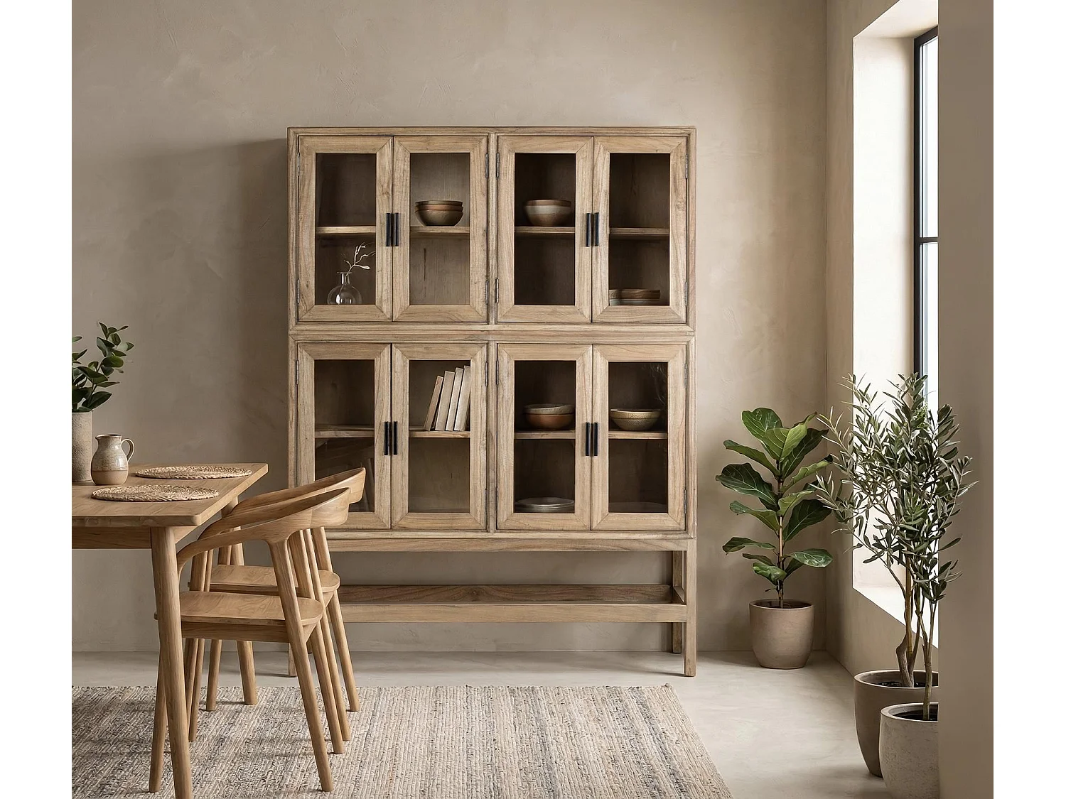 Vitrine Virelle en bois de mindi, 160 cm x 120 cm x 40 cm