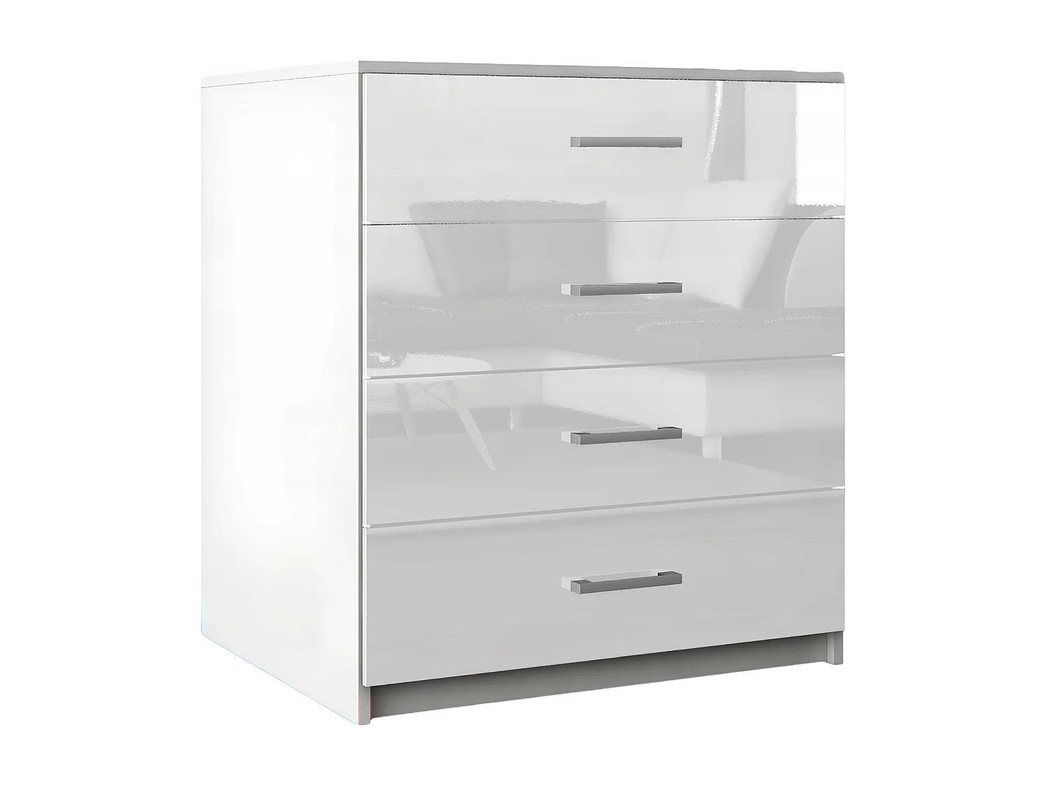 Komoda Z Szufladami Biały Połysk Szafka 4 Szuflady 95 x 80 x 45 cm MDF