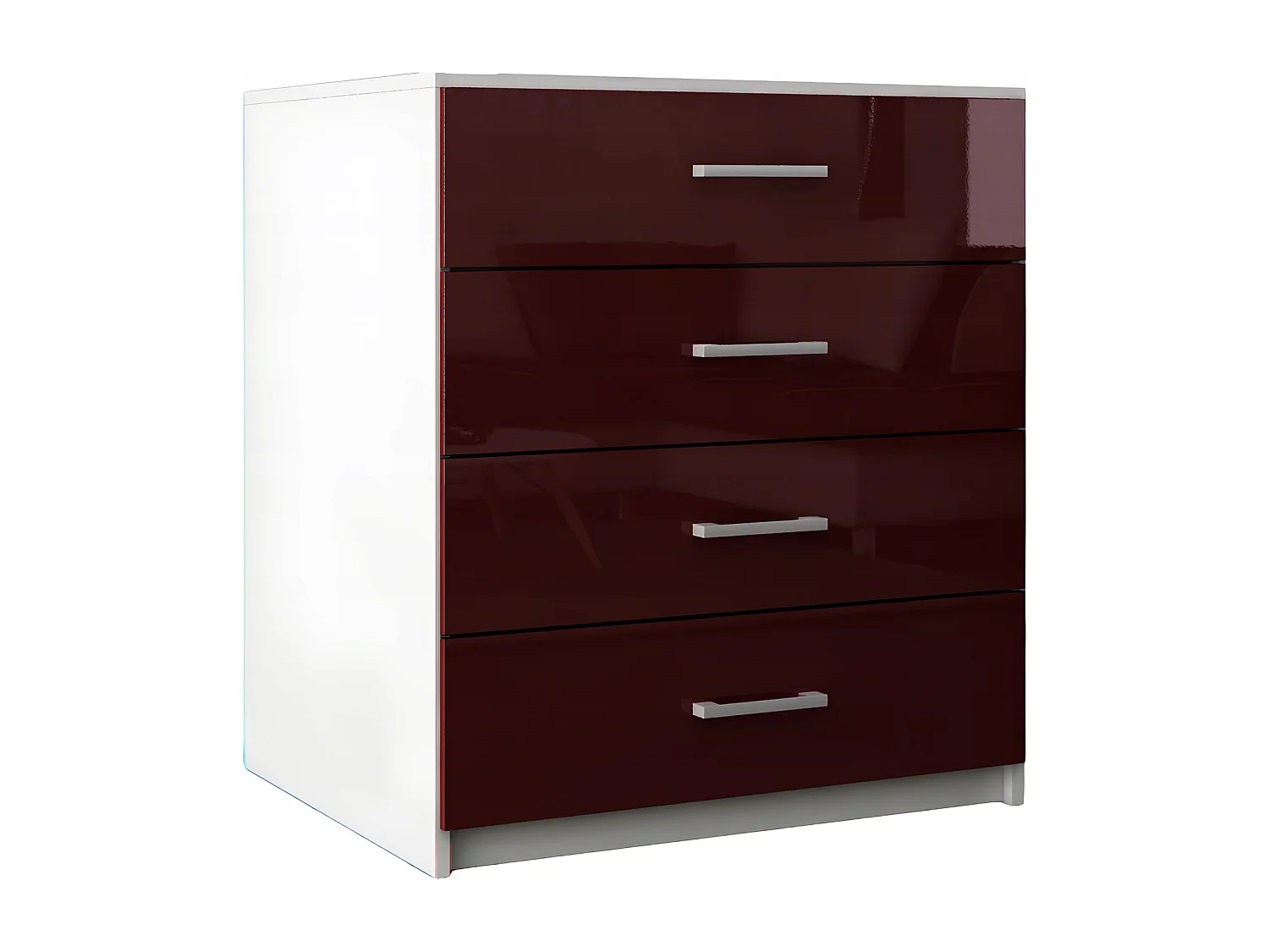 Komoda Z Szufladami Bordo Połysk Szafka 4 Szuflady 95 x 80 x 45 cm MDF