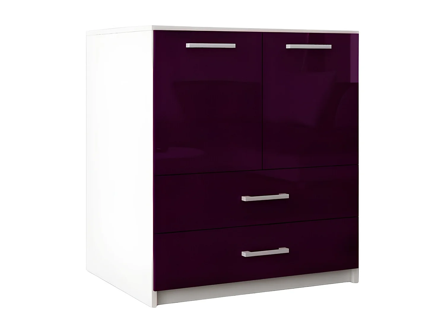 Komoda Z Szufladami Amari Fiolet Połysk Szafka Drzwi 95 x 80 x 45 cm