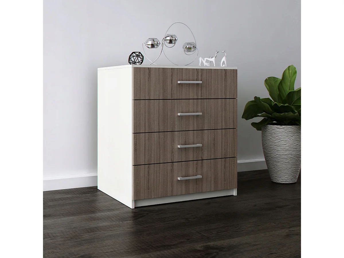 Komoda Z Szufladami Dąb Sonoma Tabac Szafka 4 Szuflady 95 x 80 x 45 cm MDF