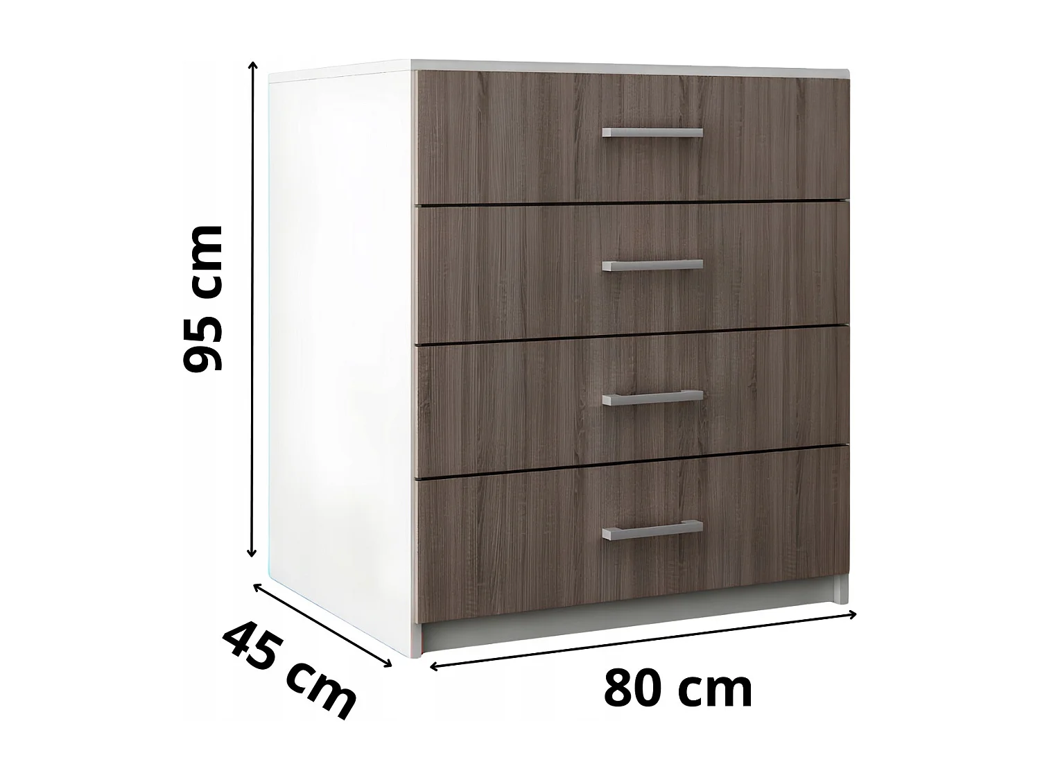 Komoda Z Szufladami Dąb Sonoma Tabac Szafka 4 Szuflady 95 x 80 x 45 cm MDF