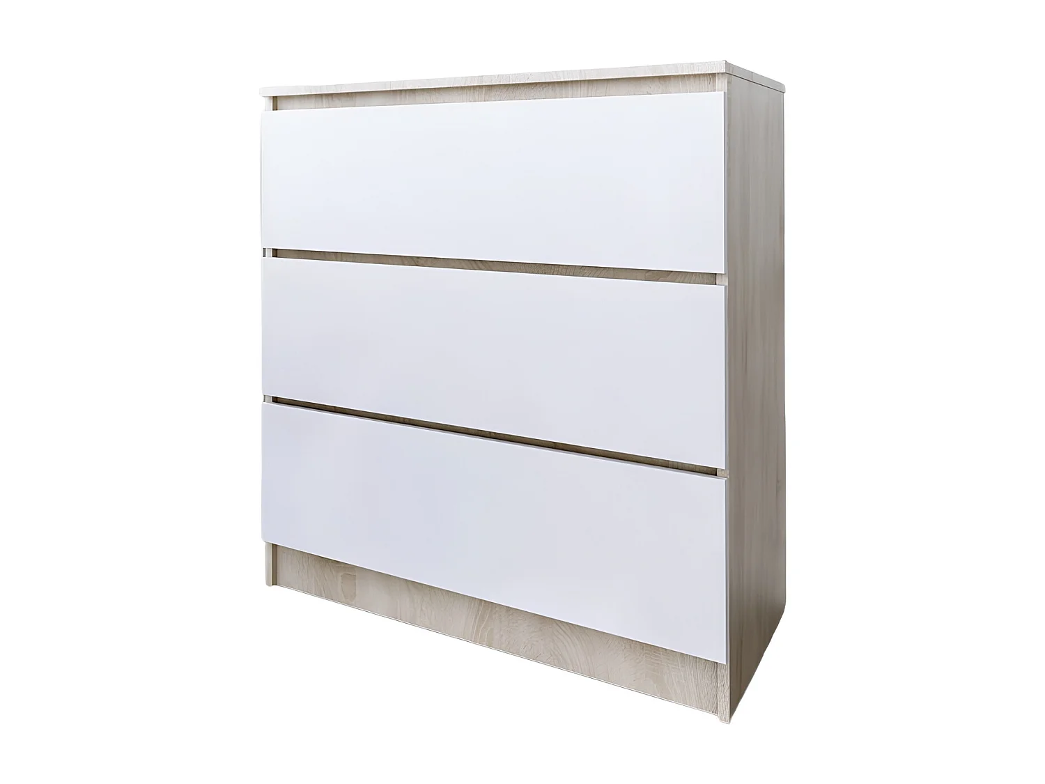Komoda 3 Szuflady Zoe Dąb Sonoma Biały Mat Do Sypialni 77 x 80 x 40 cm MDF