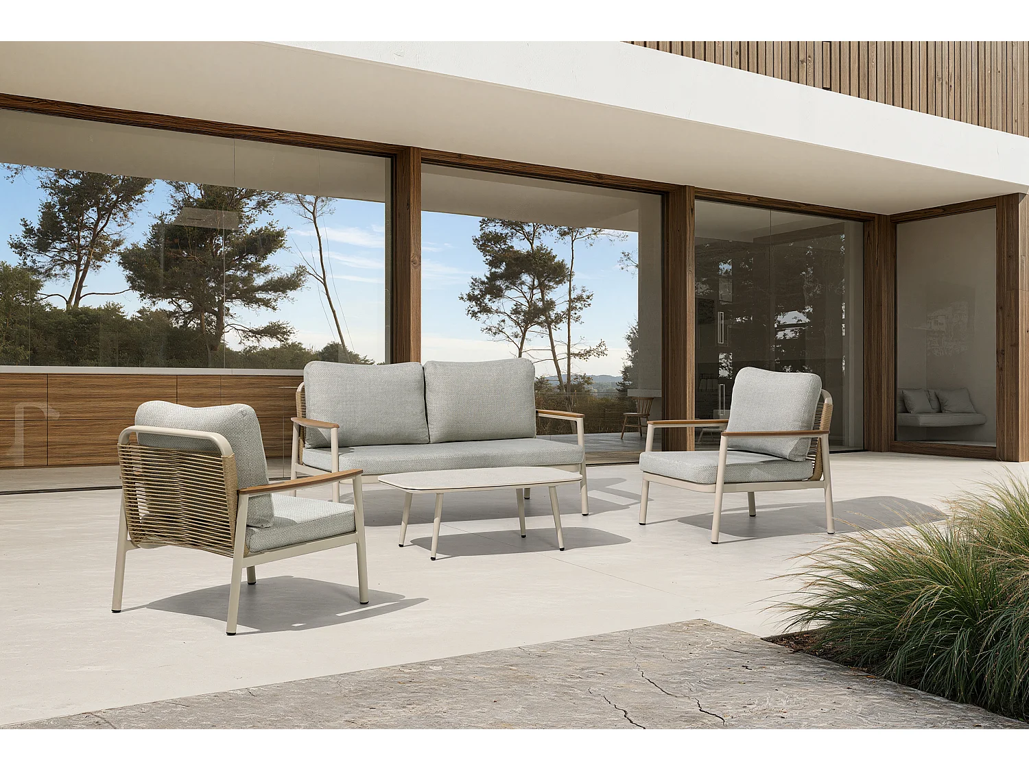 Salon bas de jardin  5 places - Grège - VERONA