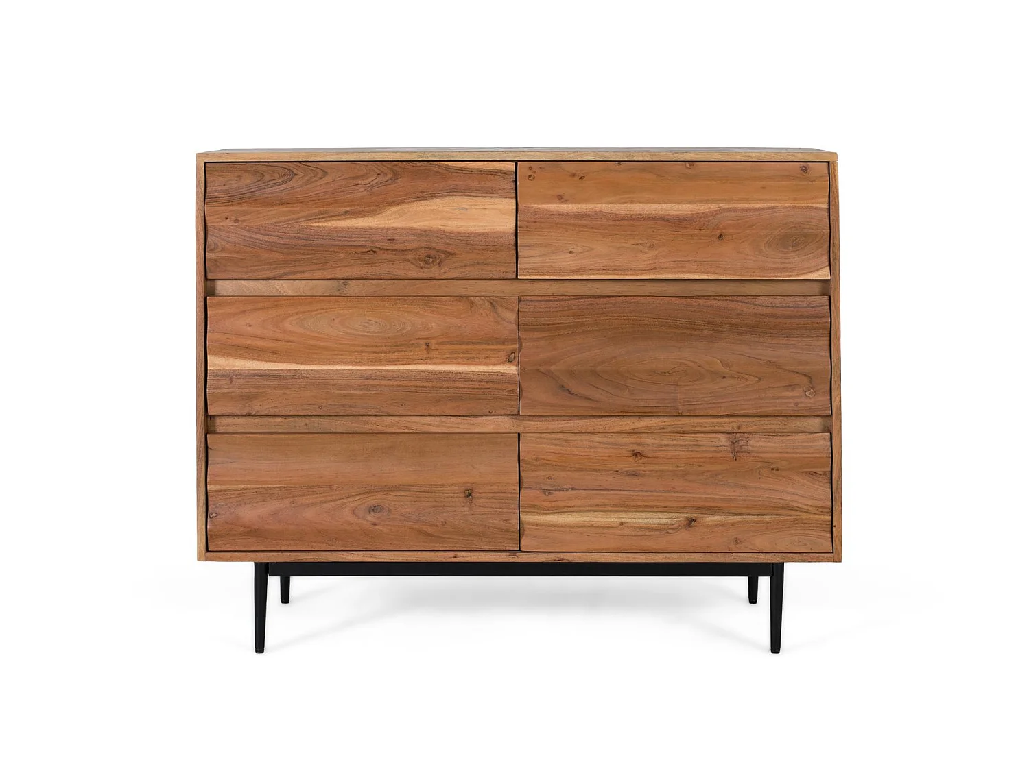 Cómoda de Madera de Acacia 110 Cm Estilo Rústico Moderno-86x110x40
