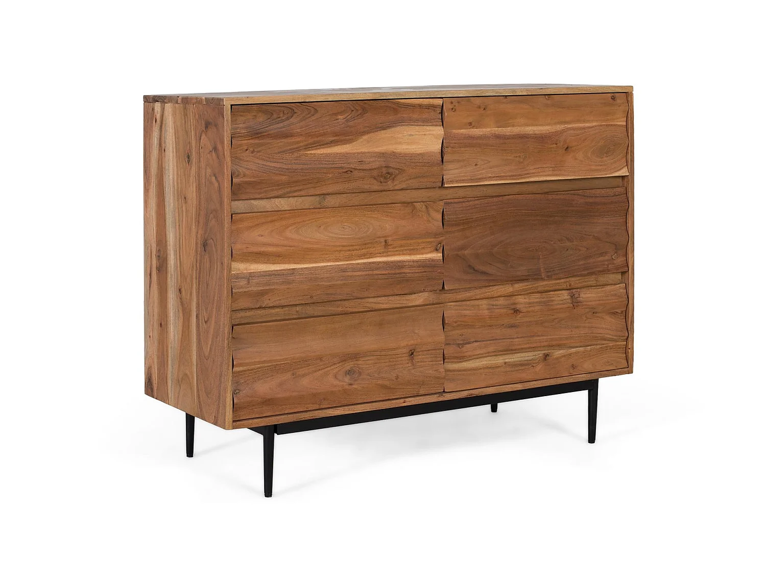 Cómoda de Madera de Acacia 110 Cm Estilo Rústico Moderno-86x110x40