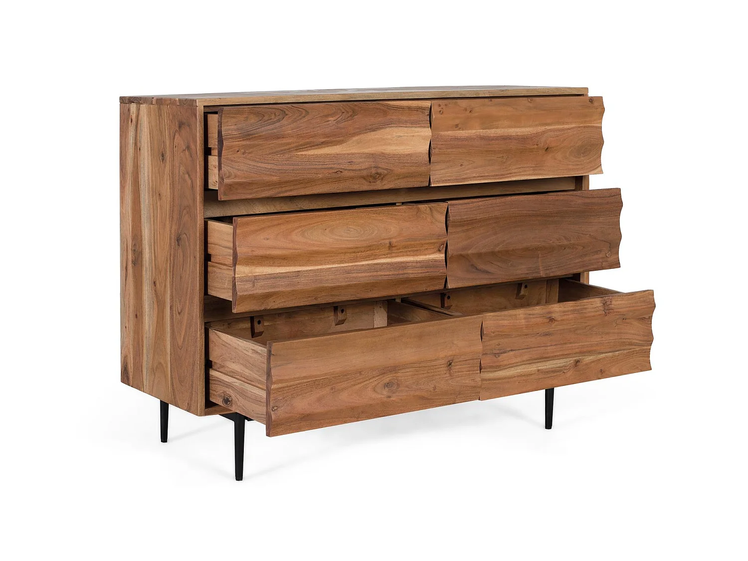 Cómoda de Madera de Acacia 110 Cm Estilo Rústico Moderno-86x110x40