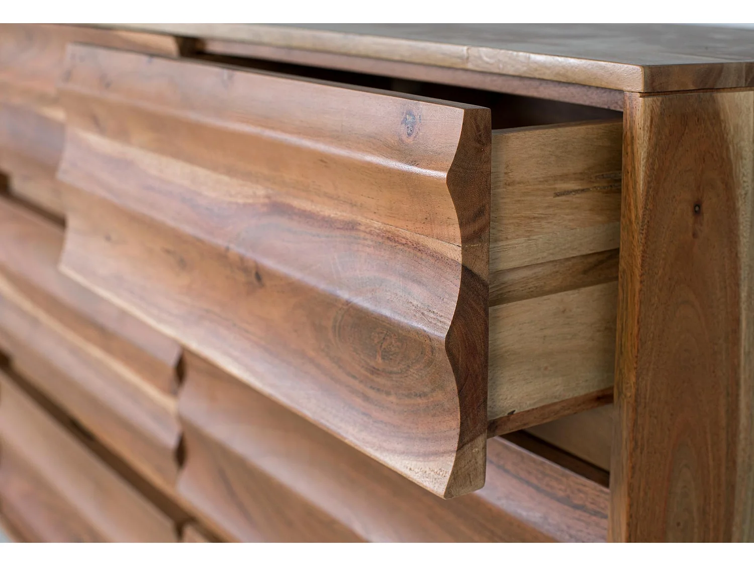 Cómoda de Madera de Acacia 110 Cm Estilo Rústico Moderno-86x110x40