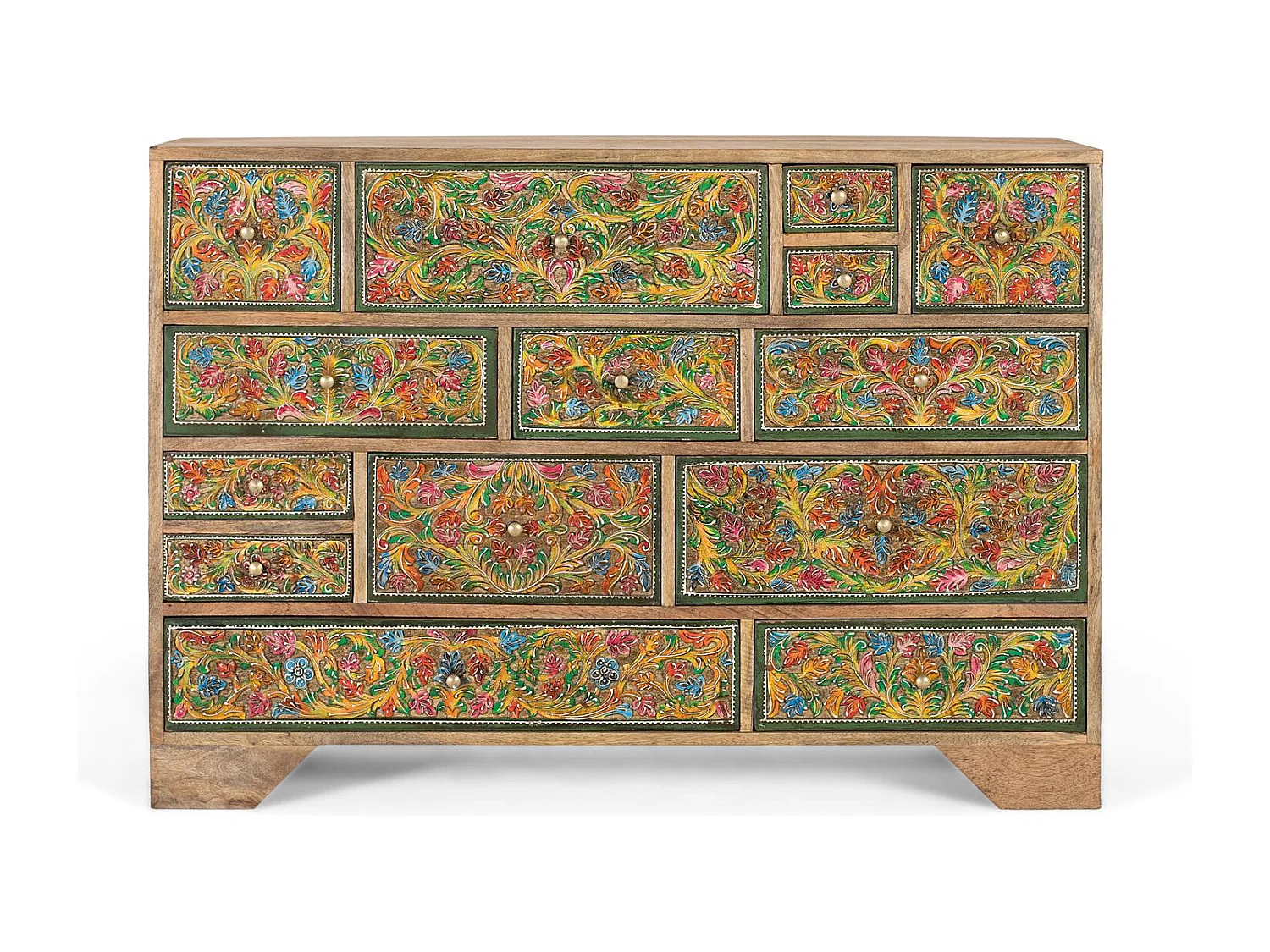 Commode ornée de motifs floraux peints à la main, 116 cm de long