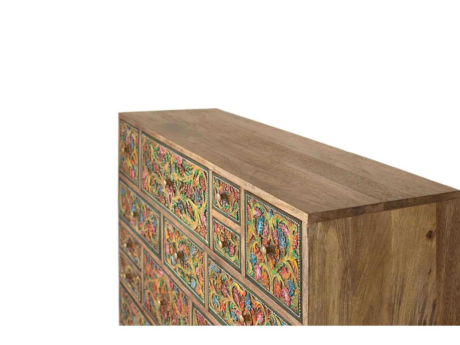 Commode ornée de motifs floraux peints à la main, 116 cm de long