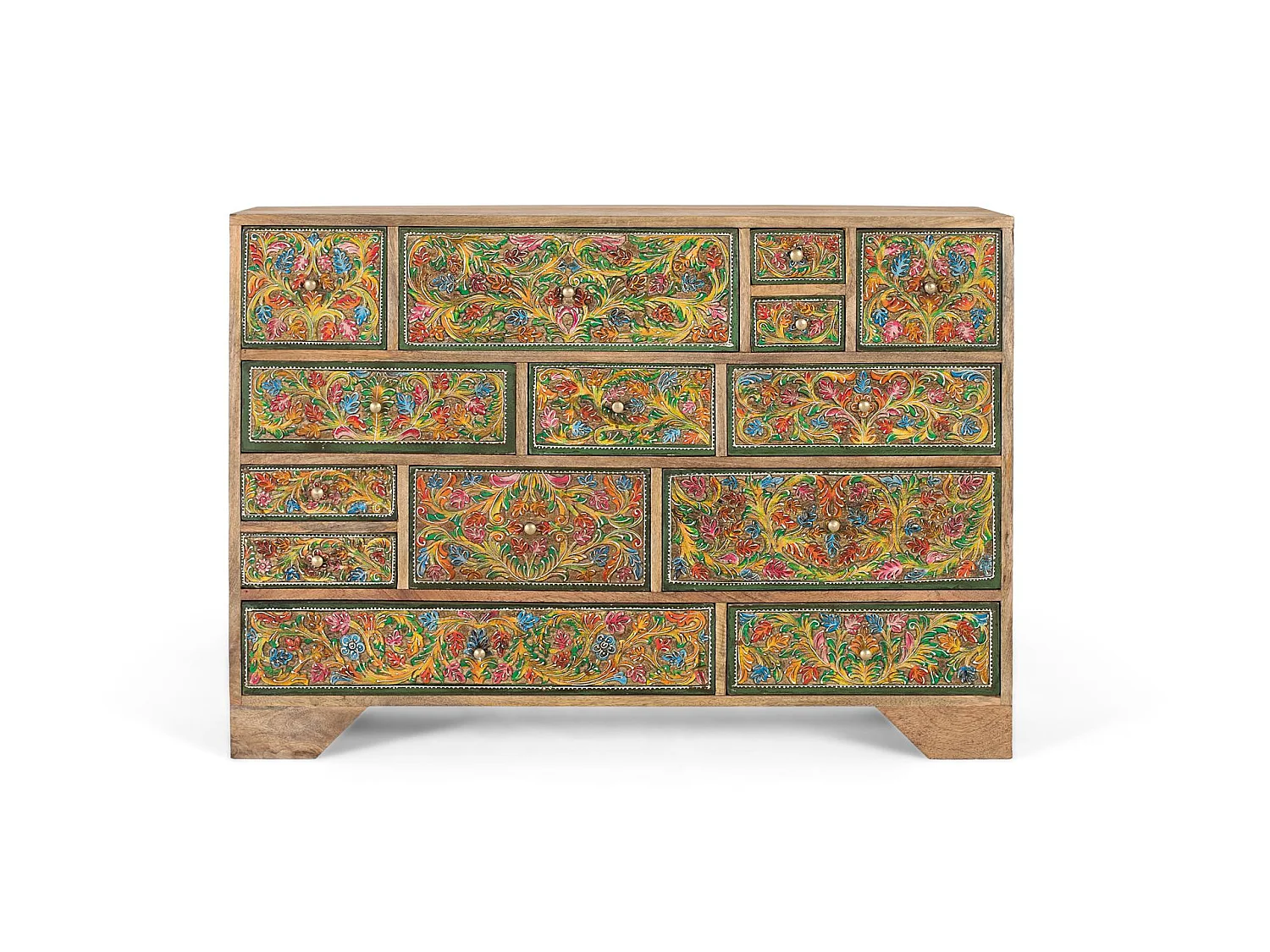 Commode en bois de manguier 116 cm, style ethnique - 80 x 116 x 36