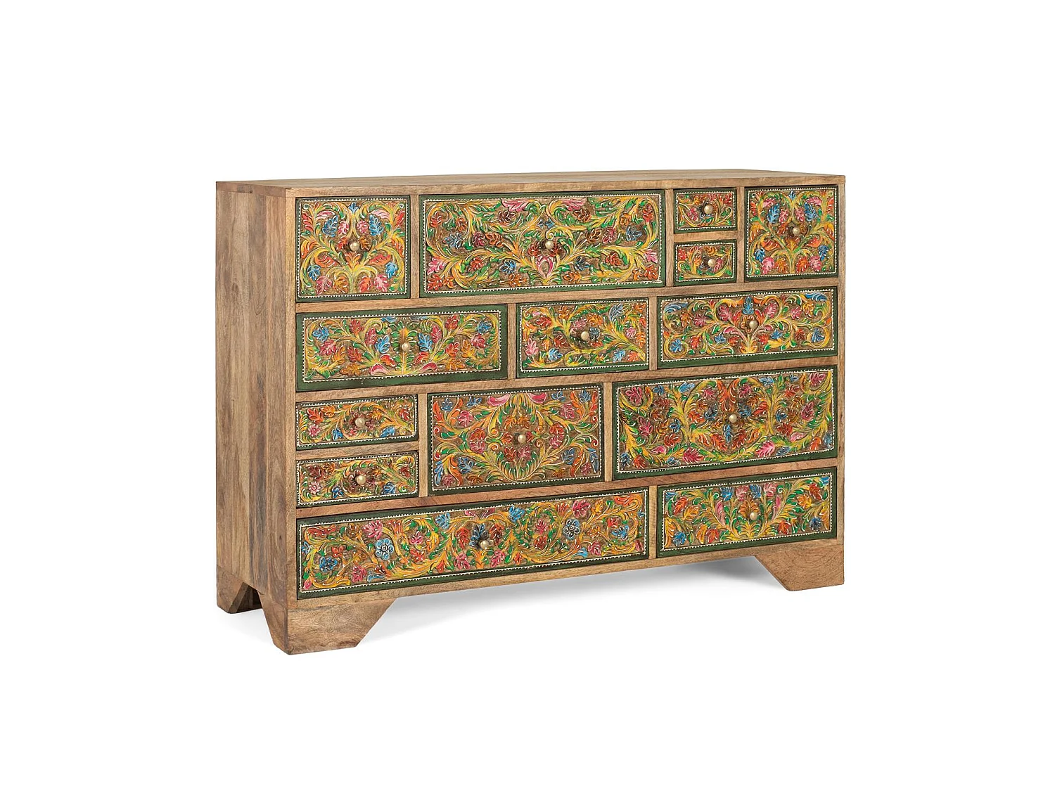 Commode en bois de manguier 116 cm, style ethnique - 80 x 116 x 36