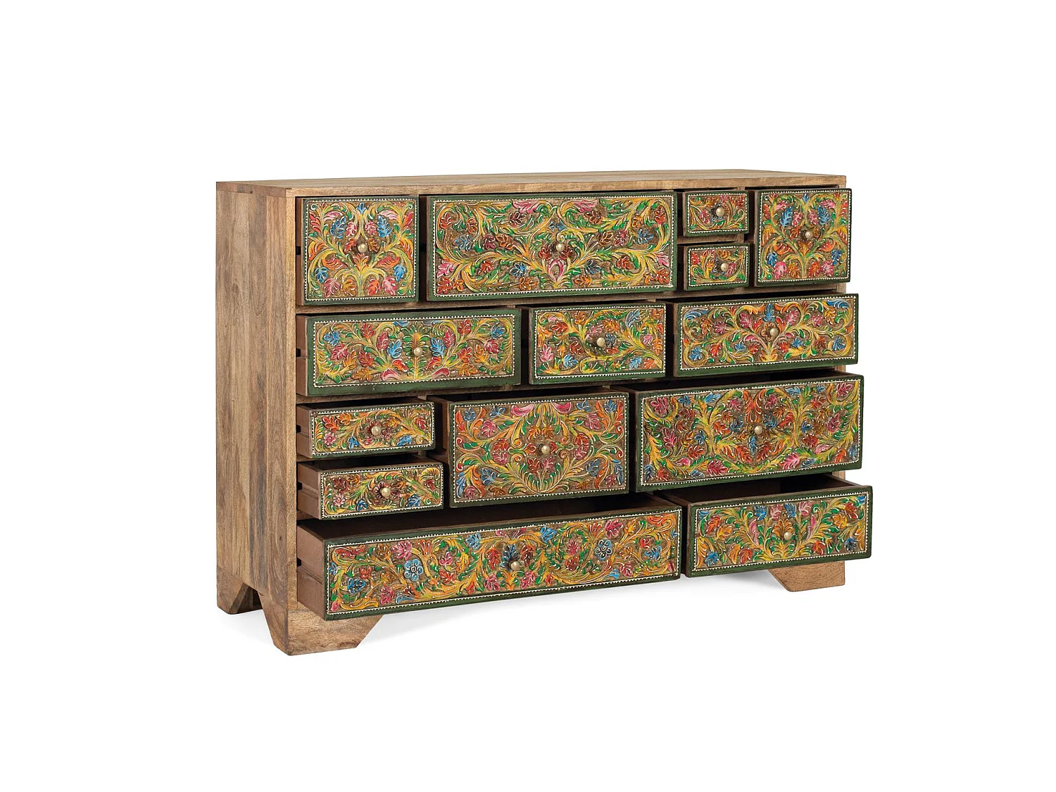 Commode en bois de manguier 116 cm, style ethnique - 80 x 116 x 36