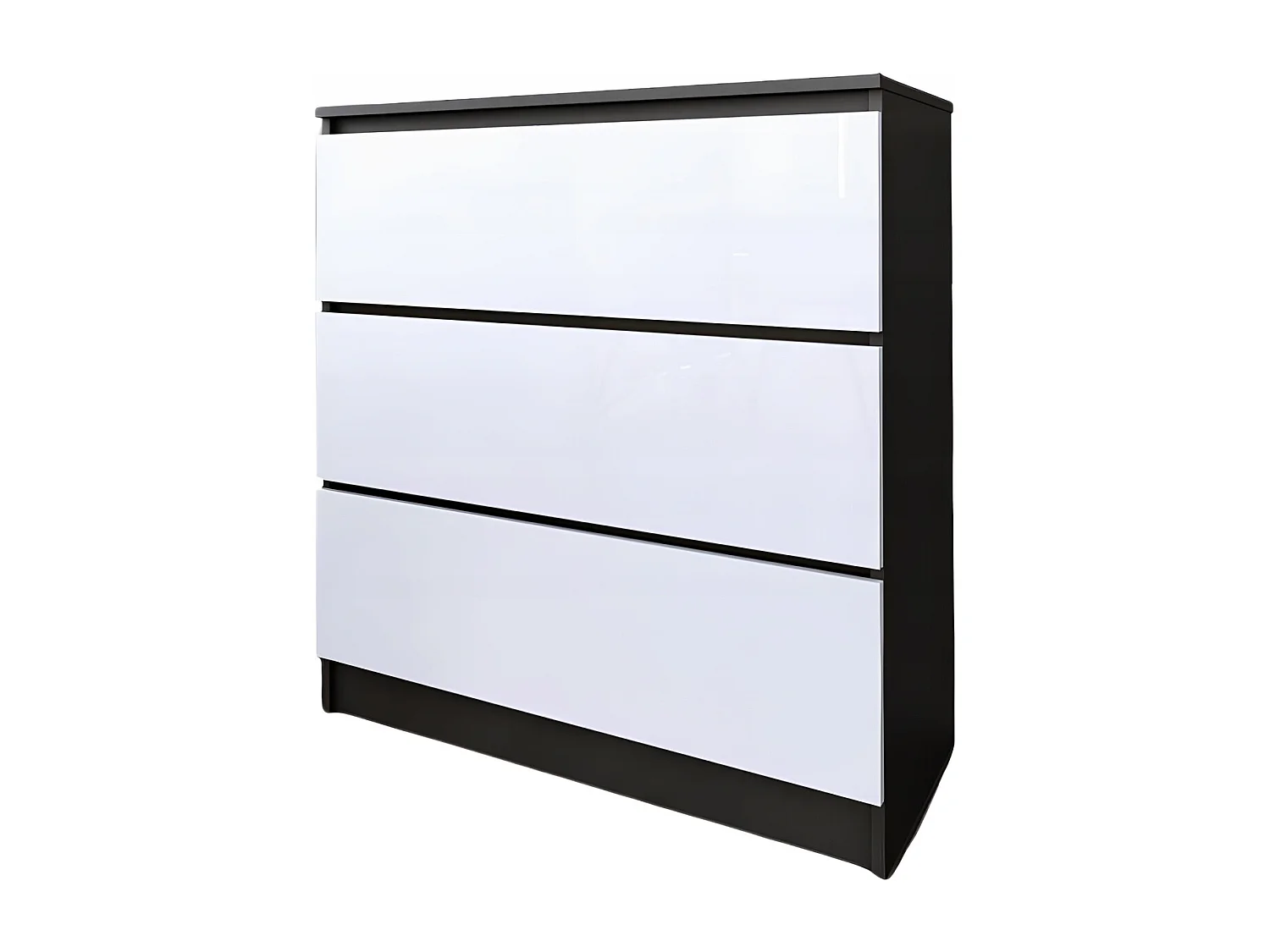Komoda 3 Szuflady Zoe Czarna Biały Połysk Do Sypialni 77 x 80 x 40 cm MDF
