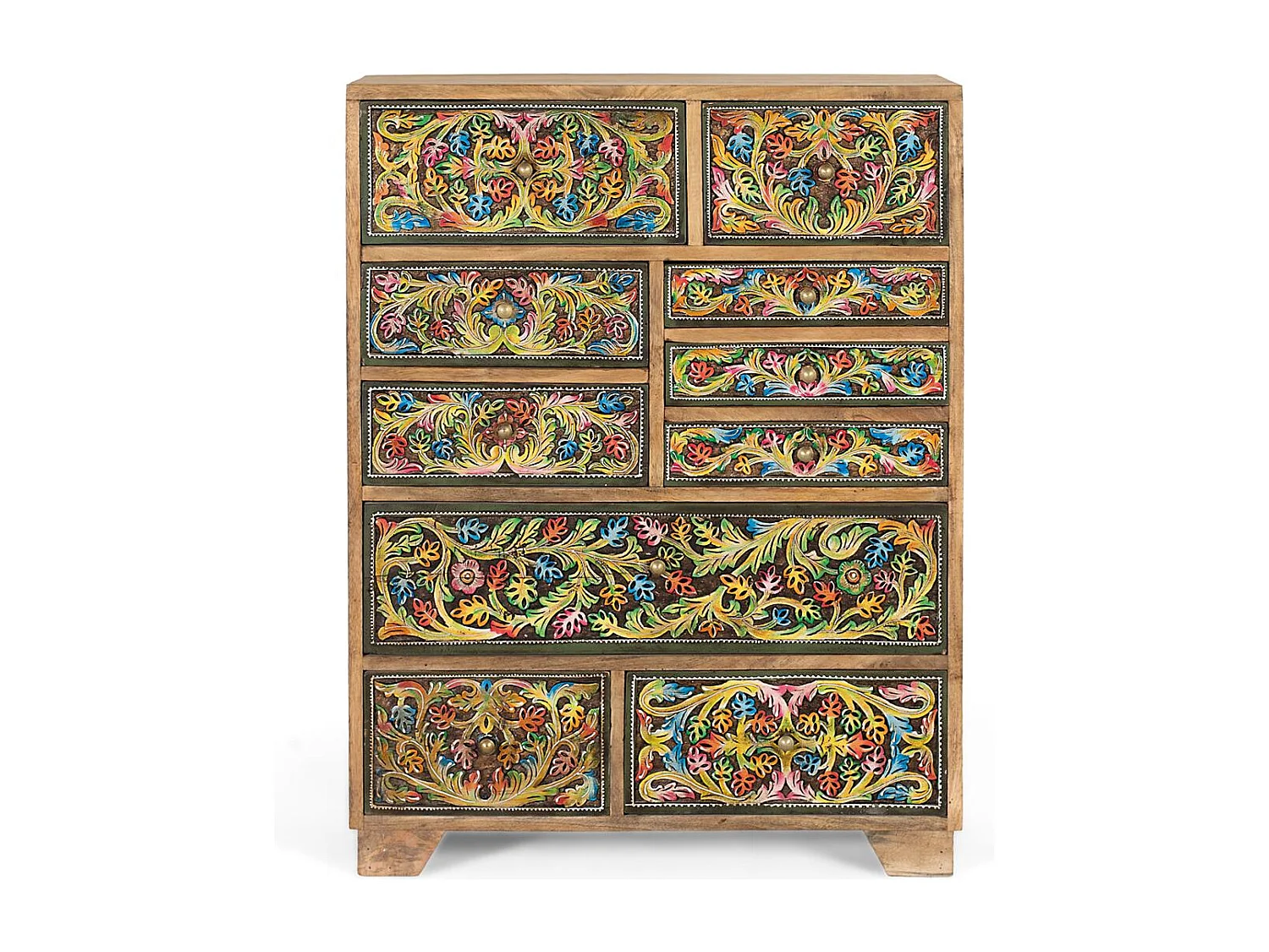 Commode ornée de motifs floraux peints à la main, 70 cm de long