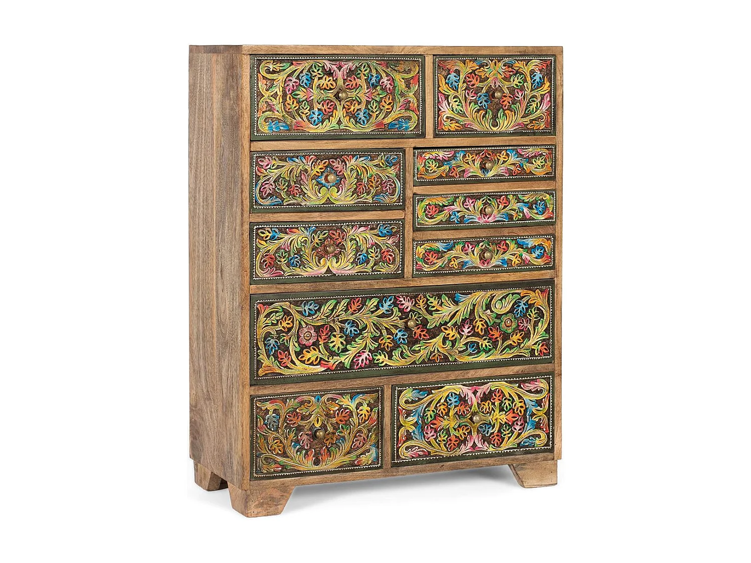 Commode ornée de motifs floraux peints à la main, 70 cm de long
