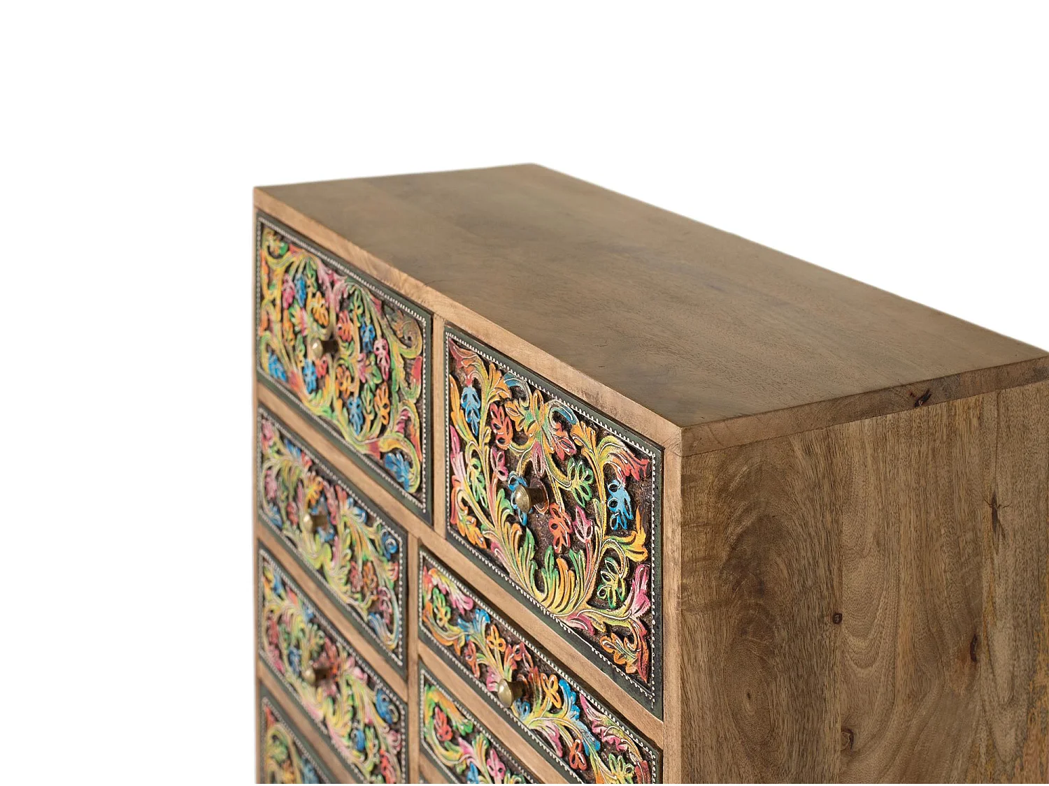 Commode ornée de motifs floraux peints à la main, 70 cm de long