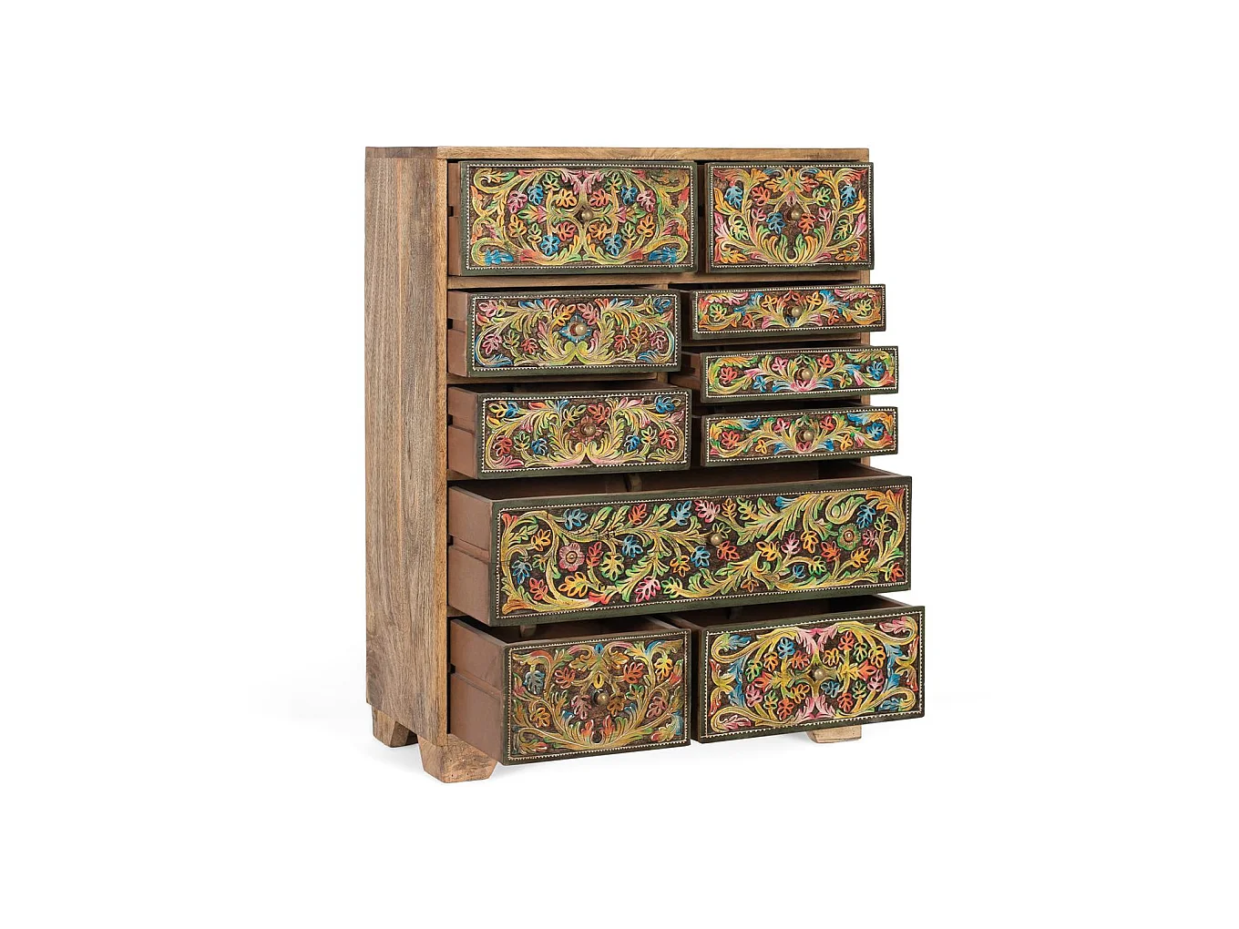 Commode en bois de manguier 70 cm, style ethnique - 90 x 70 x 30
