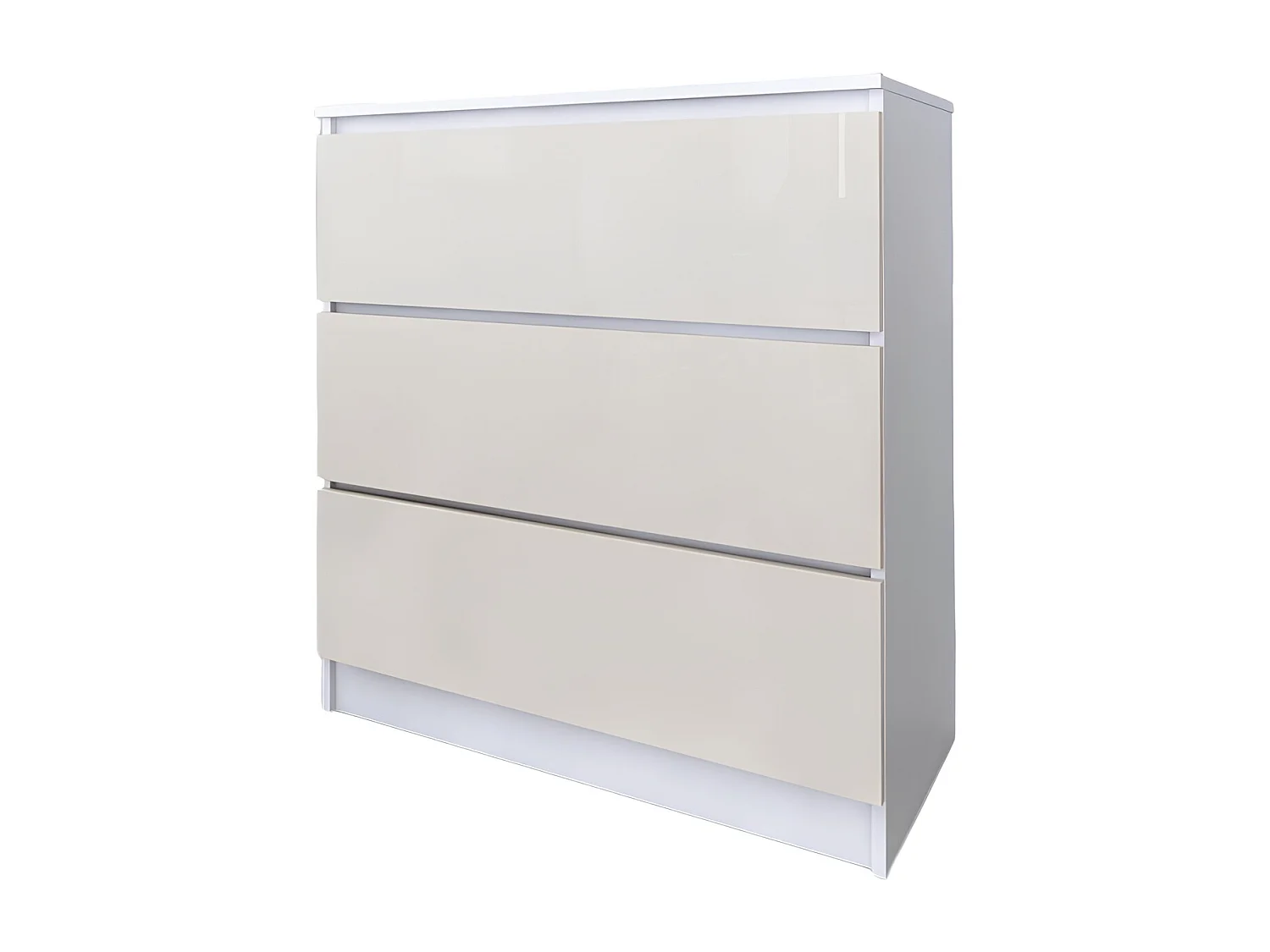 Komoda 3 Szuflady Zoe Biała Wanilia Połysk Do Sypialni 77 x 80 x 40 cm MDF