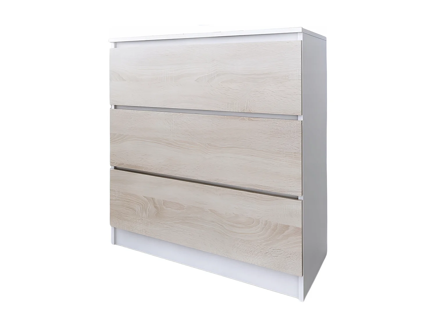 Komoda 3 Szuflady Zoe Biała Dąb Sonoma Do Sypialni 77 x 80 x 40 cm MDF