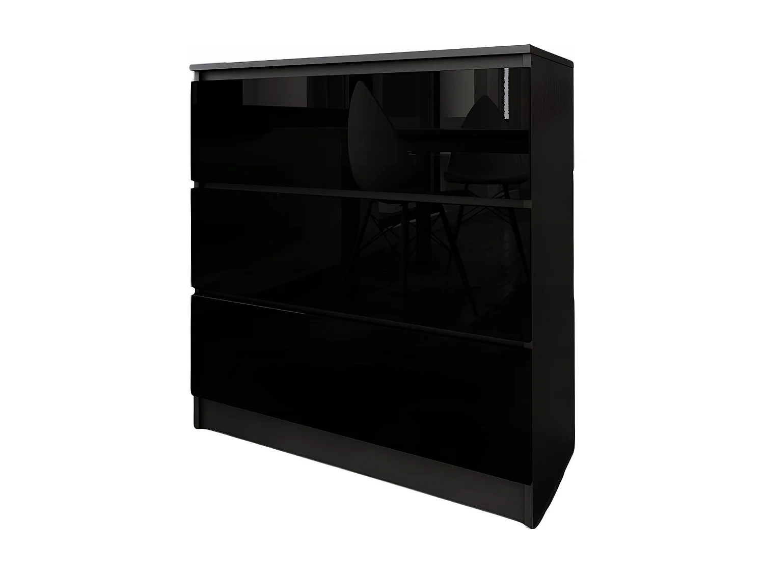 Komoda 3 Szuflady Zoe Czarna Czarny Połysk Do Sypialni 77 x 80 x 40 cm MDF