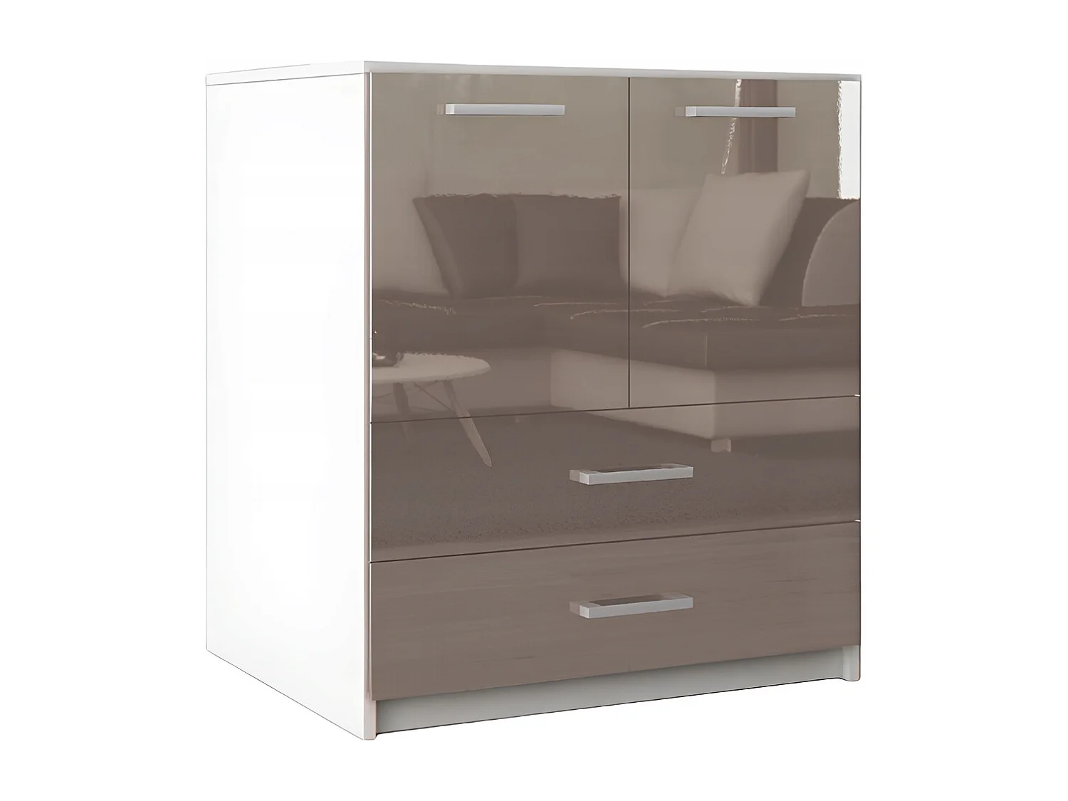 Komoda Z Szufladami Amari Capuccino Połysk Szafka Drzwi 95 x 80 x 45 cm