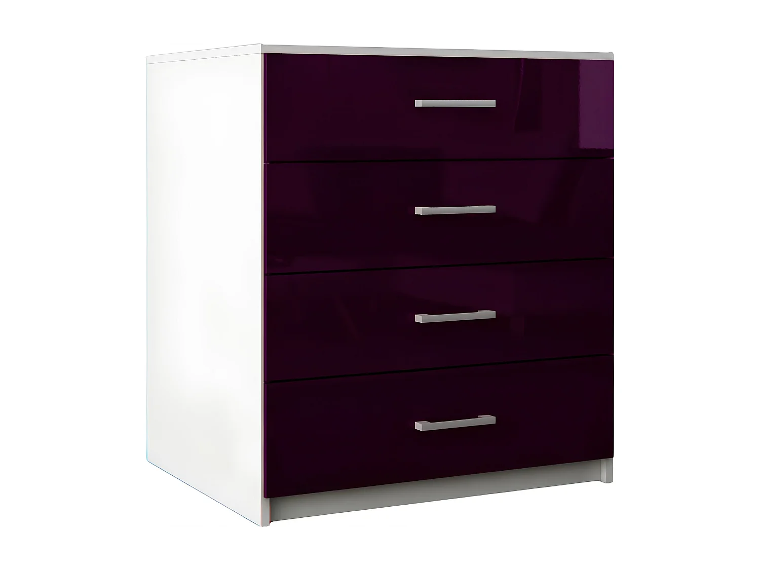 Komoda Z Szufladami Fiolet Połysk Szafka 4 Szuflady 95 x 80 x 45 cm MDF