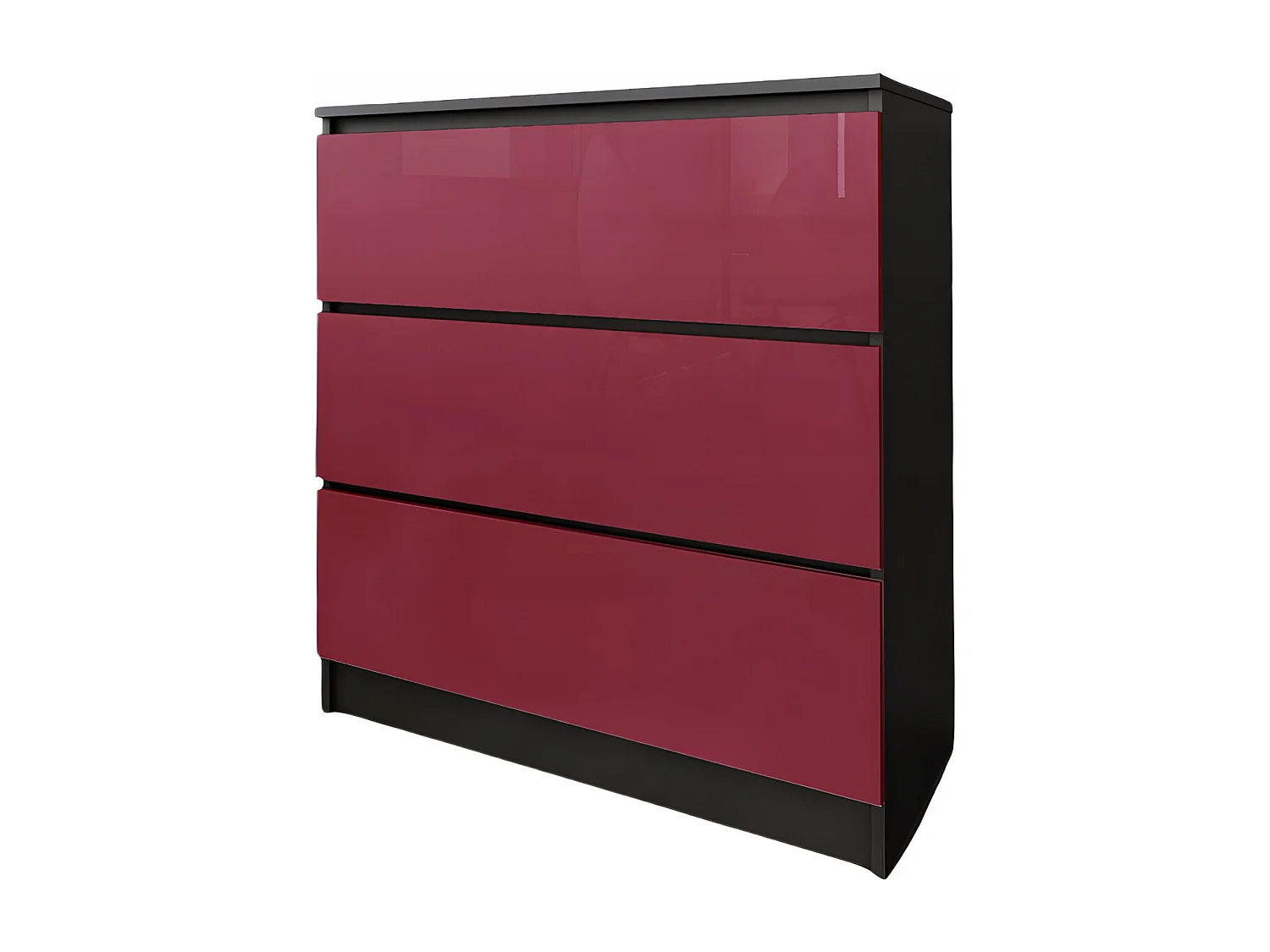 Komoda 3 Szuflady Zoe Czarna Czerwony Połysk Do Sypialni 77 x 80 x 40 cm MDF
