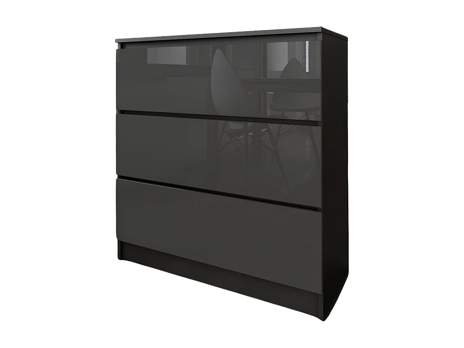 Komoda 3 Szuflady Zoe Czarna Szary Połysk Do Sypialni 77 x 80 x 40 cm MDF