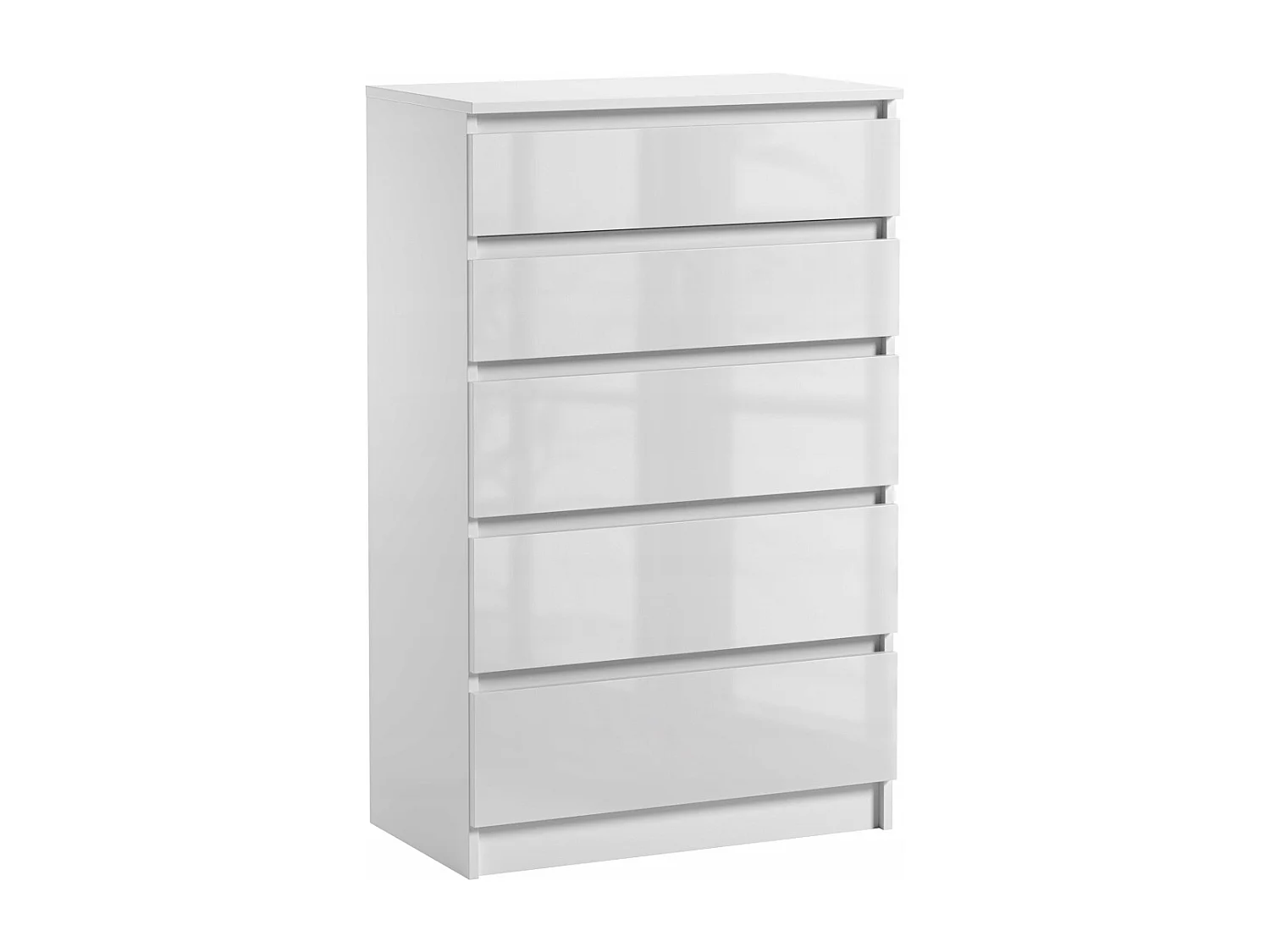 Stylowa Komoda 5 Szuflad Biały Połysk Pari 5 Do Salonu 70 x 40 x 112 cm