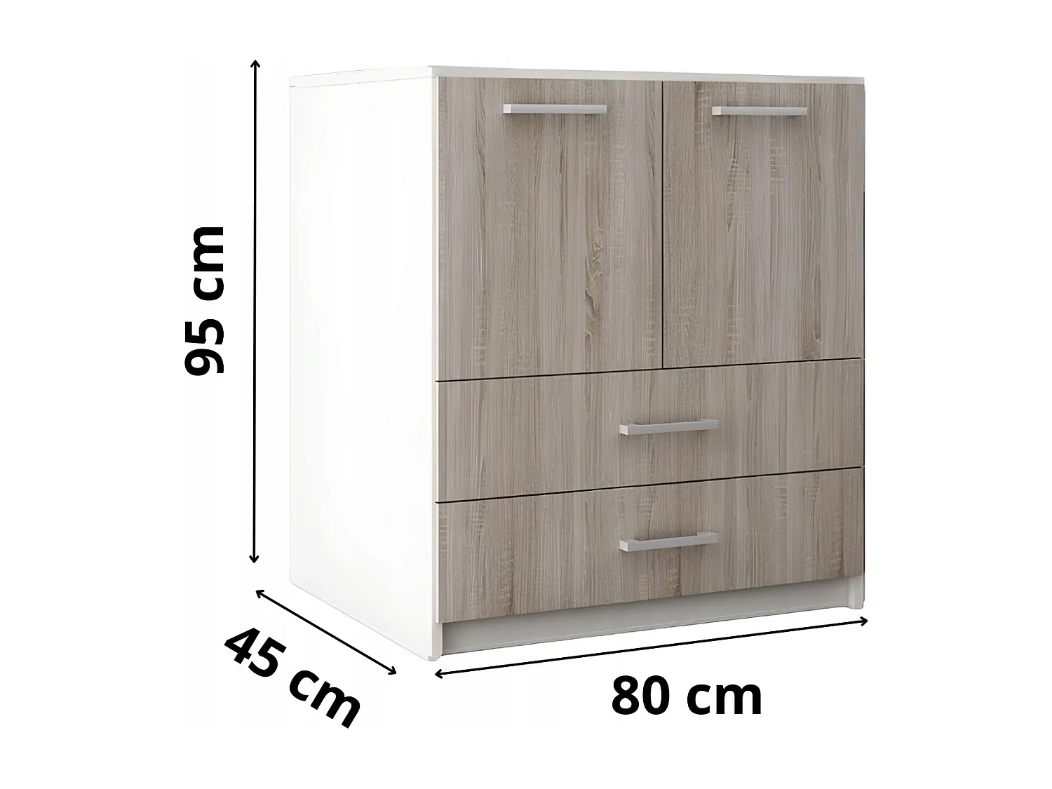 Komoda Z Szufladami Do Salonu Amari Dąb Sonoma Szafka Drzwi 95 x 80 x 45 cm