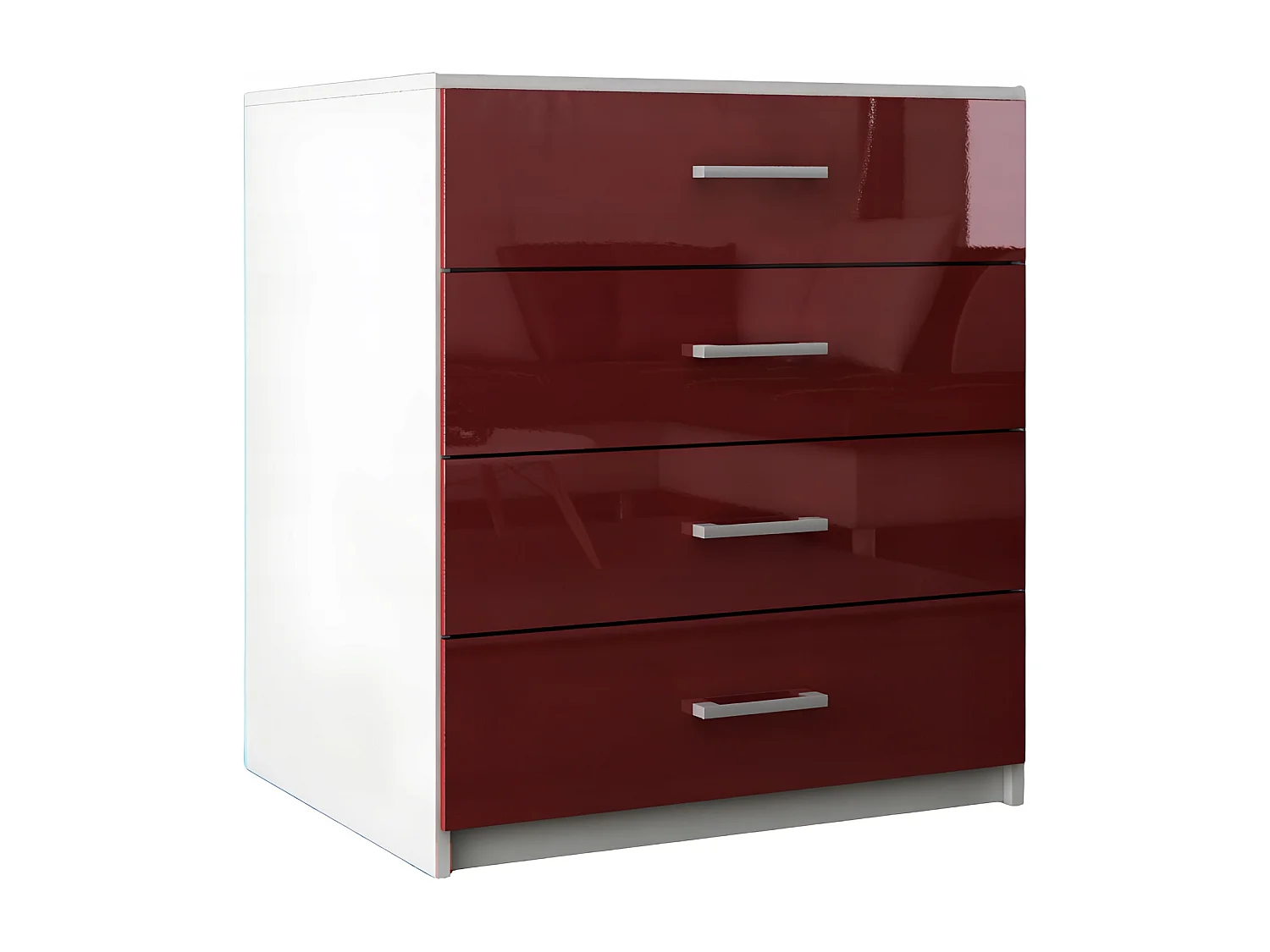Komoda Z Szufladami Czerwony Połysk Szafka 4 Szuflady 95 x 80 x 45 cm MDF