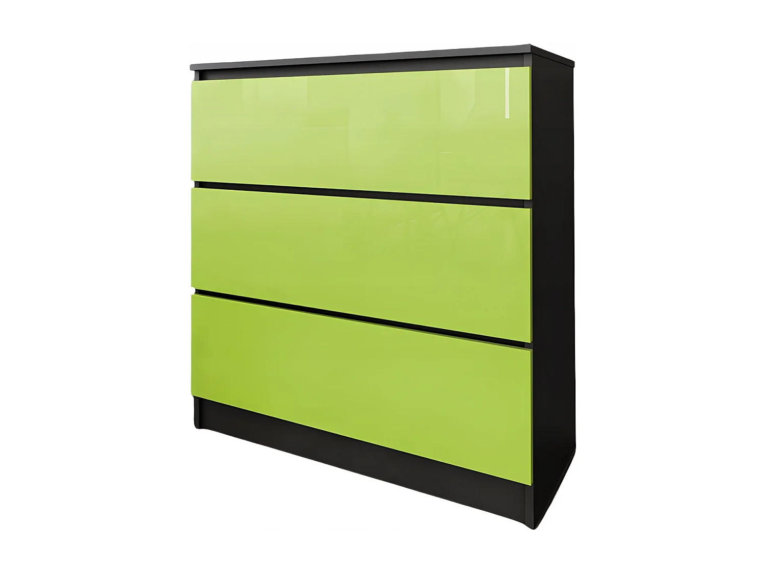 Komoda 3 Szuflady Zoe Czarna Zielony Połysk Do Sypialni 77 x 80 x 40 cm MDF