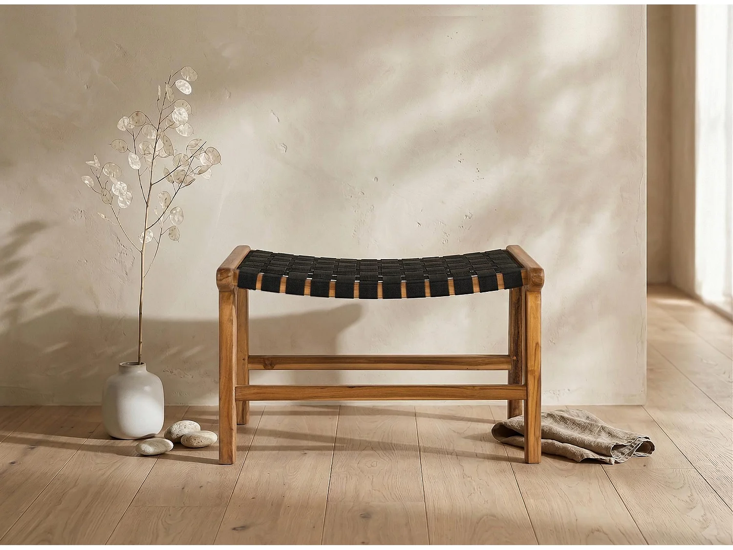 Banc Vantara en bois de mindi, 41 cm x 65 cm x 45 cm