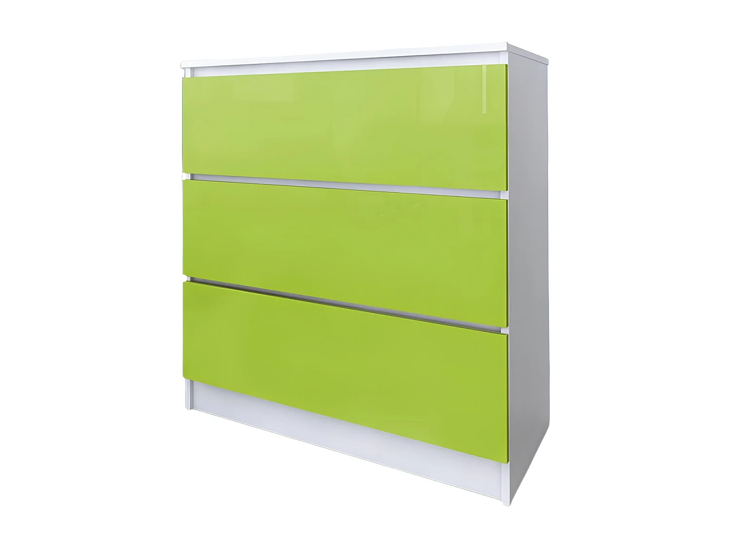 Komoda 3 Szuflady Zoe Biała Zielony Połysk Do Sypialni 77 x 80 x 40 cm MDF