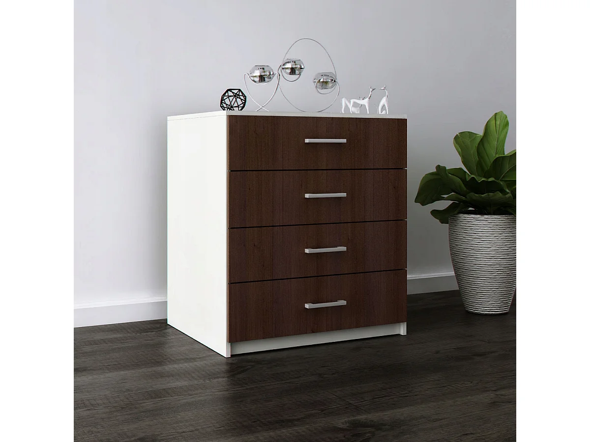 Komoda Z Szufladami Do Salonu Orzech Szafka 4 Szuflady 95 x 80 x 45 cm MDF