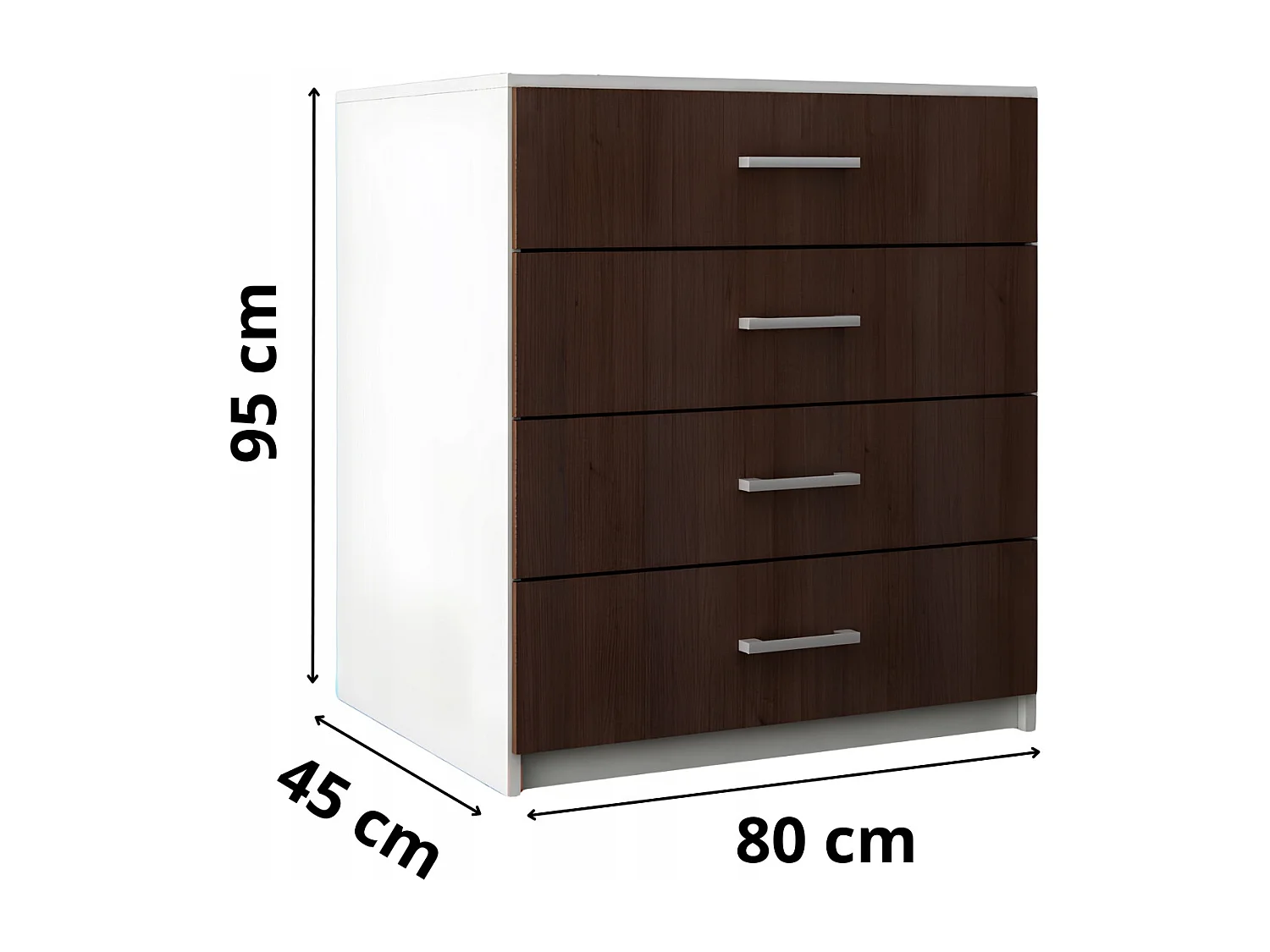 Komoda Z Szufladami Do Salonu Orzech Szafka 4 Szuflady 95 x 80 x 45 cm MDF