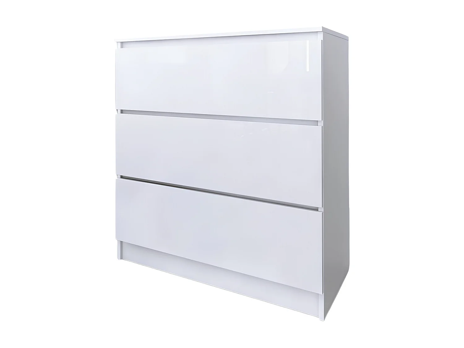Komoda 3 Szuflady Zoe Biała Biały Połysk Do Sypialni 77 x 80 x 40 cm MDF