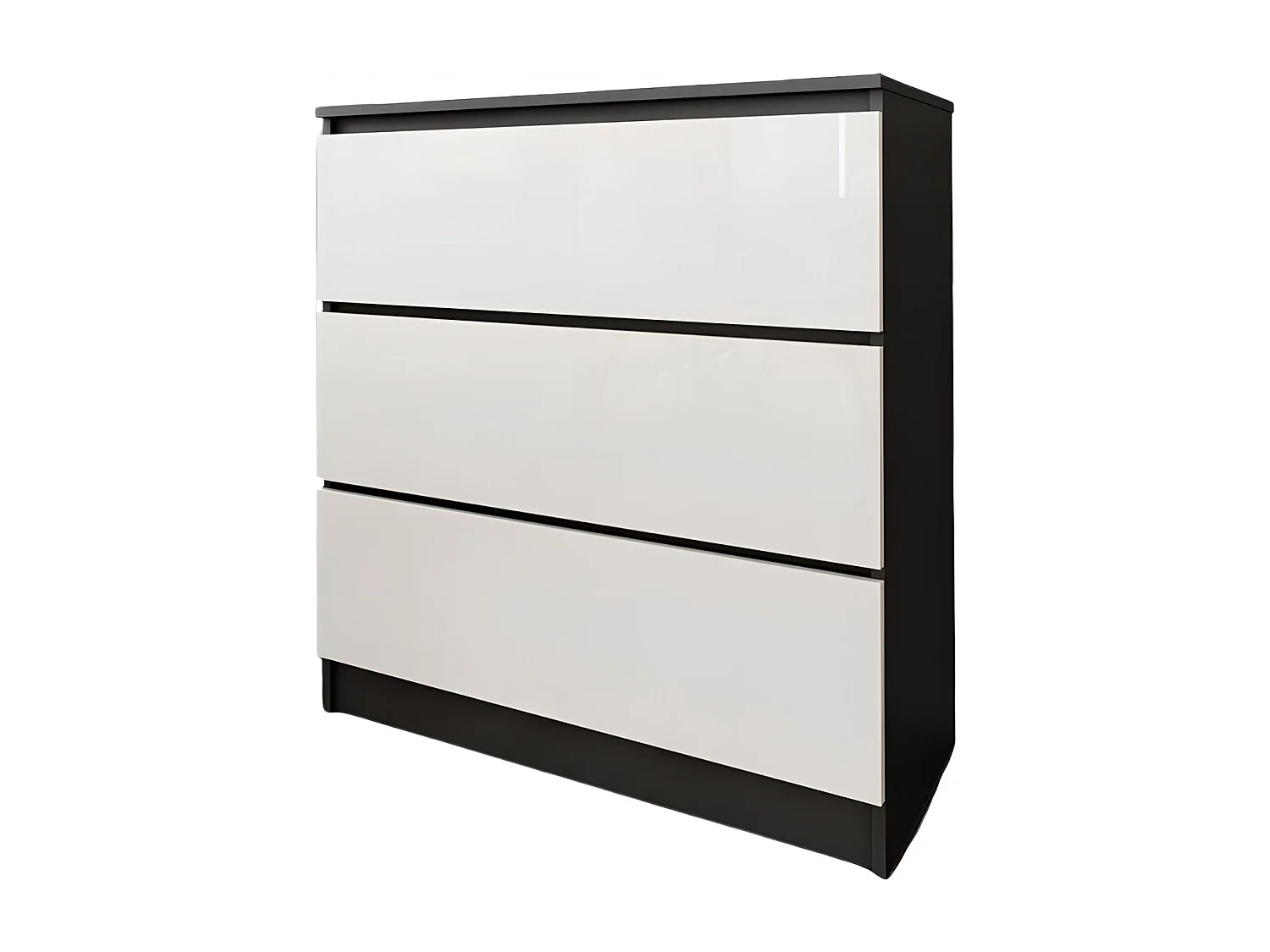 Komoda 3 Szuflady Zoe Czarna Wanilia Połysk Do Sypialni 77 x 80 x 40 cm MDF