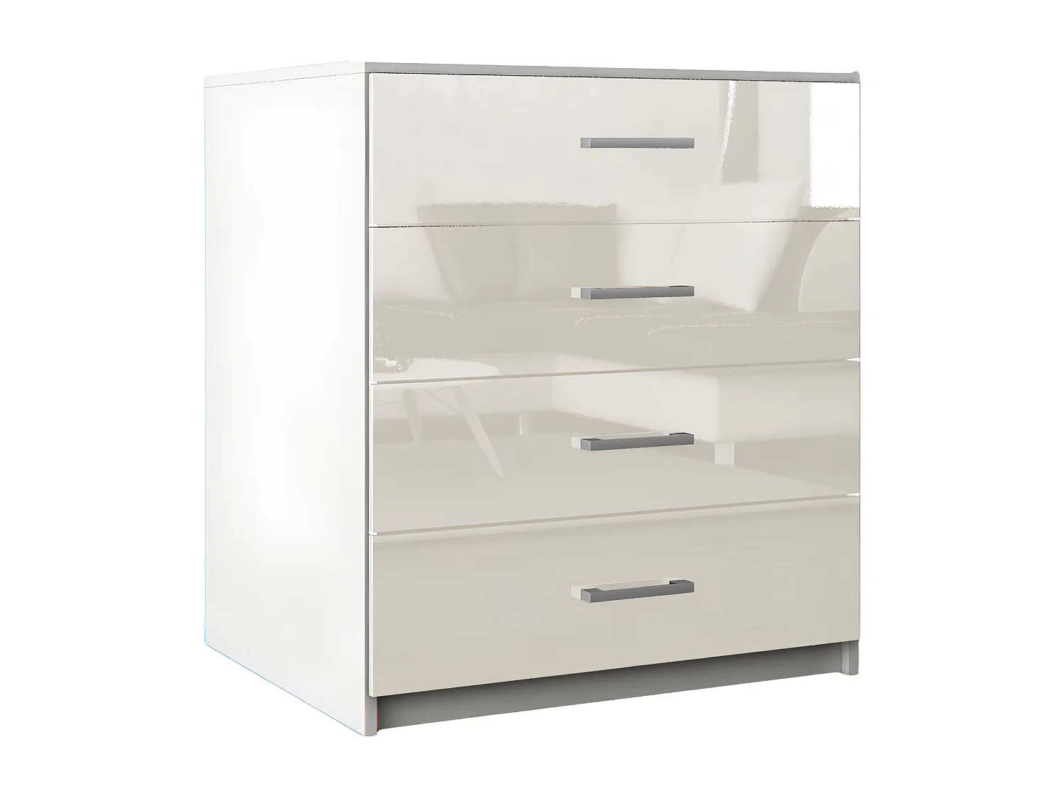 Komoda Z Szufladami Wanilia Połysk Szafka 4 Szuflady 95 x 80 x 45 cm MDF