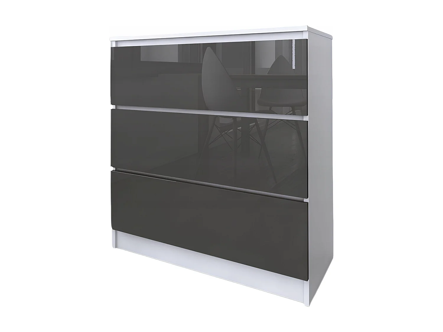 Komoda 3 Szuflady Zoe Biała Szary Połysk Do Sypialni 77 x 80 x 40 cm MDF