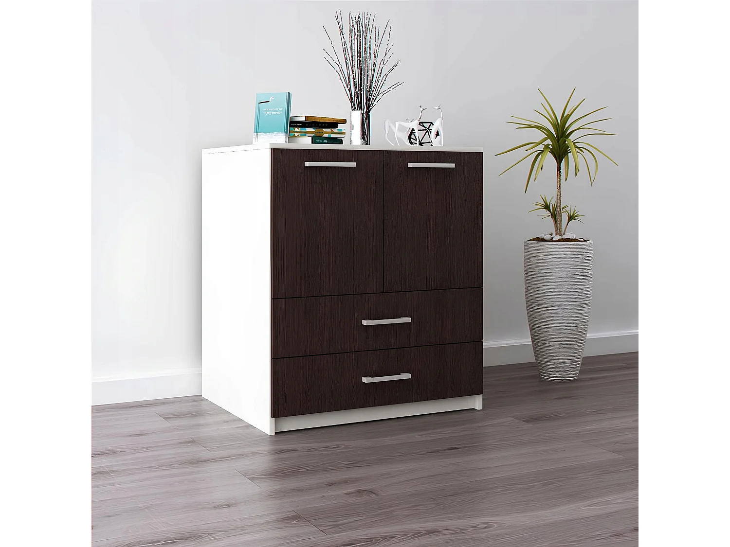 Komoda Z Szufladami Do Salonu Amari Wenge Szafka Drzwi 95 x 80 x 45 cm