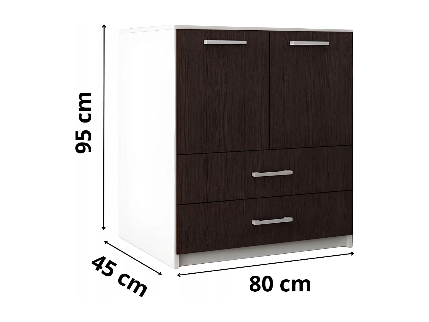 Komoda Z Szufladami Do Salonu Amari Wenge Szafka Drzwi 95 x 80 x 45 cm