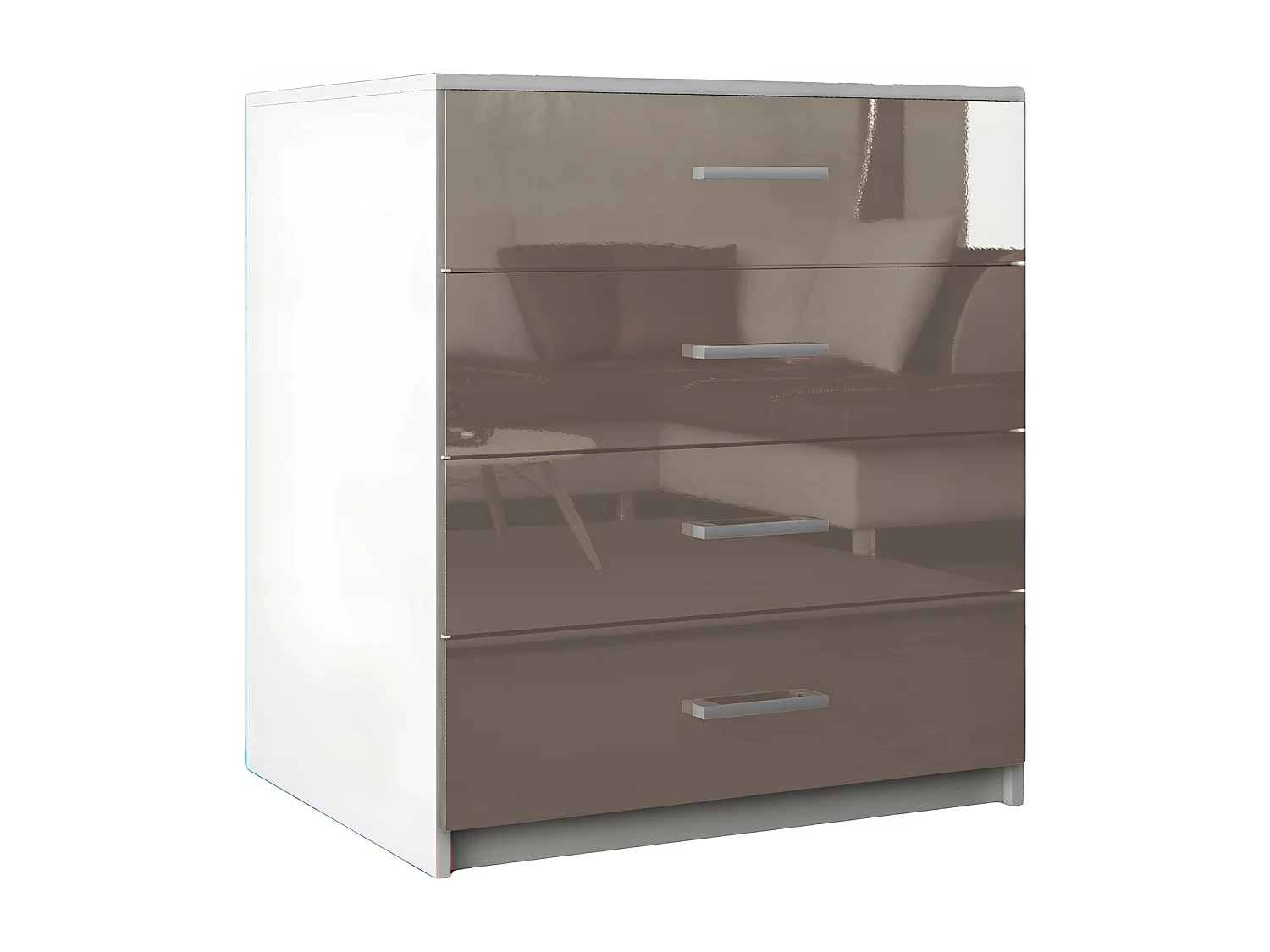 Komoda Z Szufladami Cappucino Połysk Szafka 4 Szuflady 95 x 80 x 45 cm MDF
